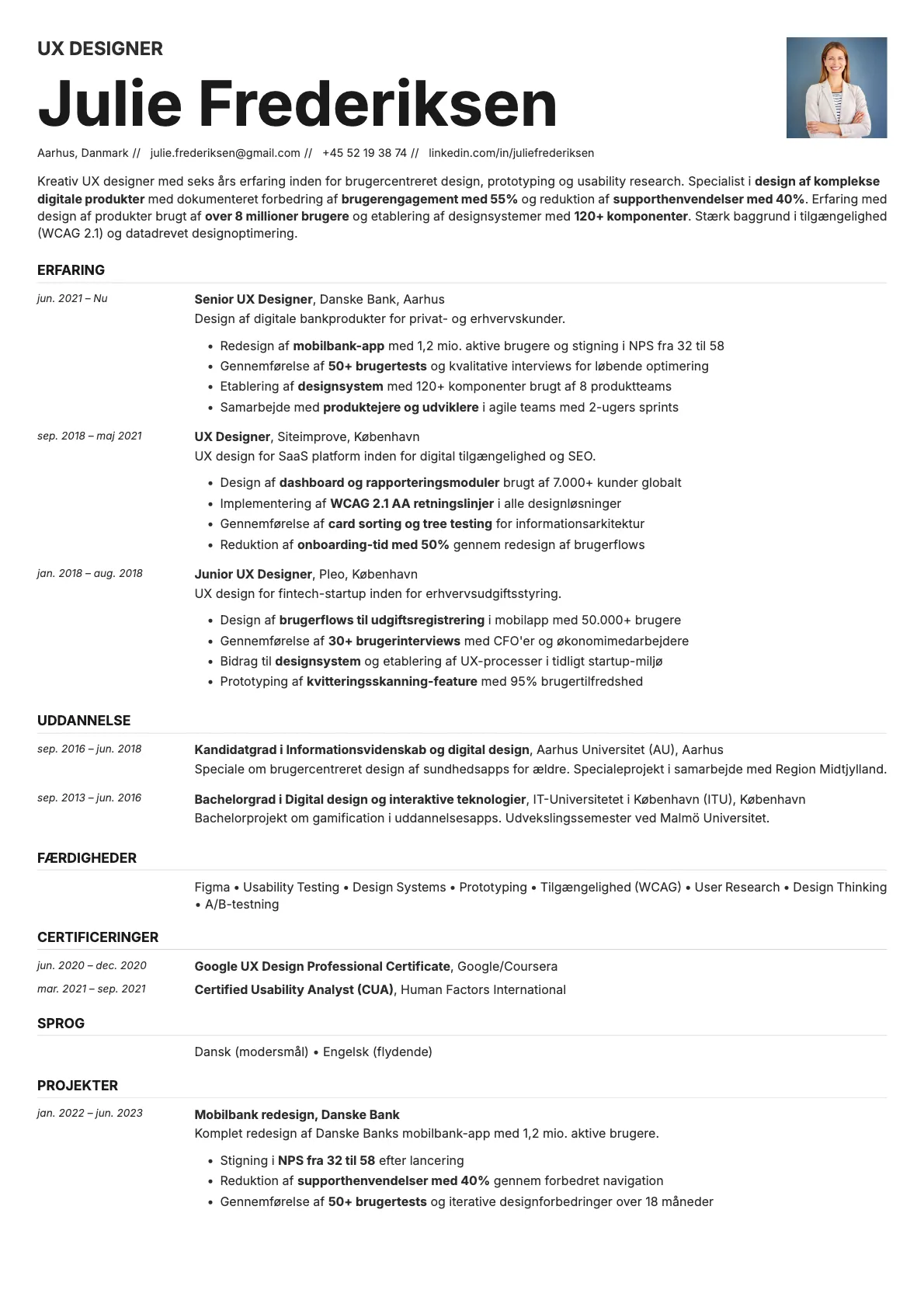 Zinc Photo resume template preview