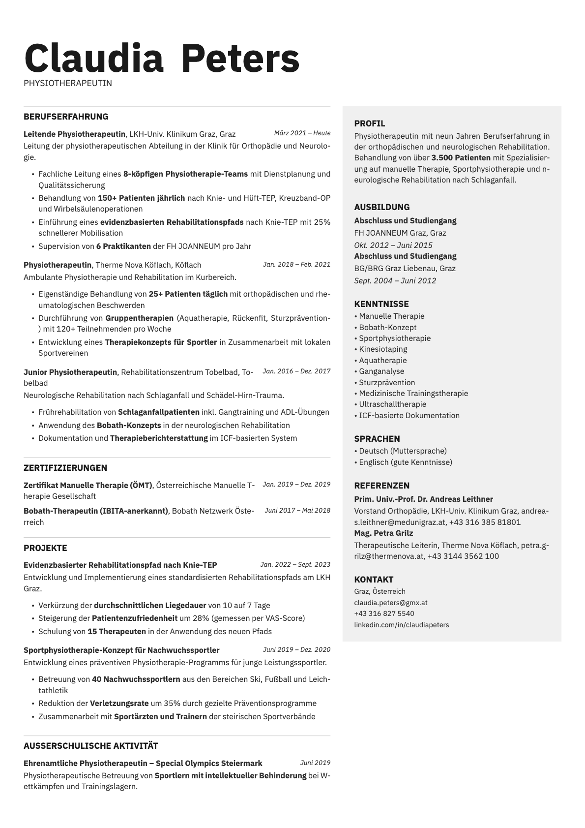 Bronze resume template preview