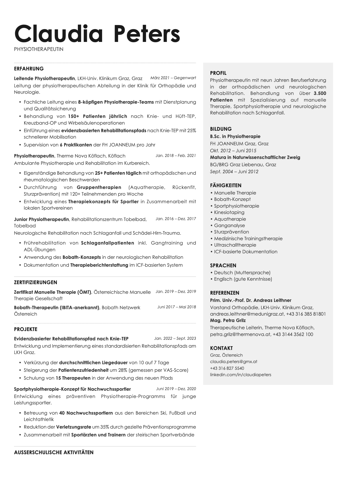 Bronze resume template preview