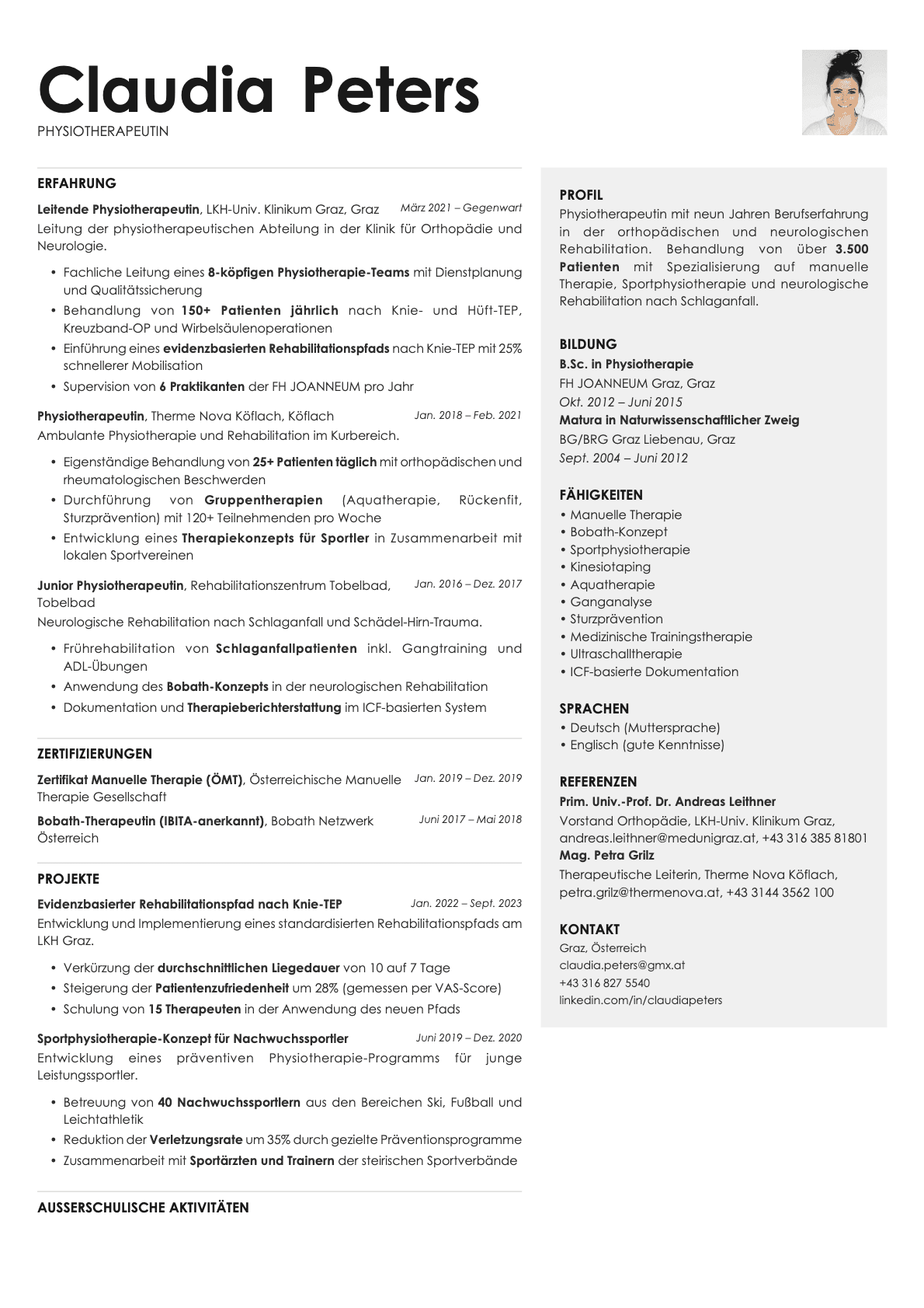 Bronze Photo resume template preview