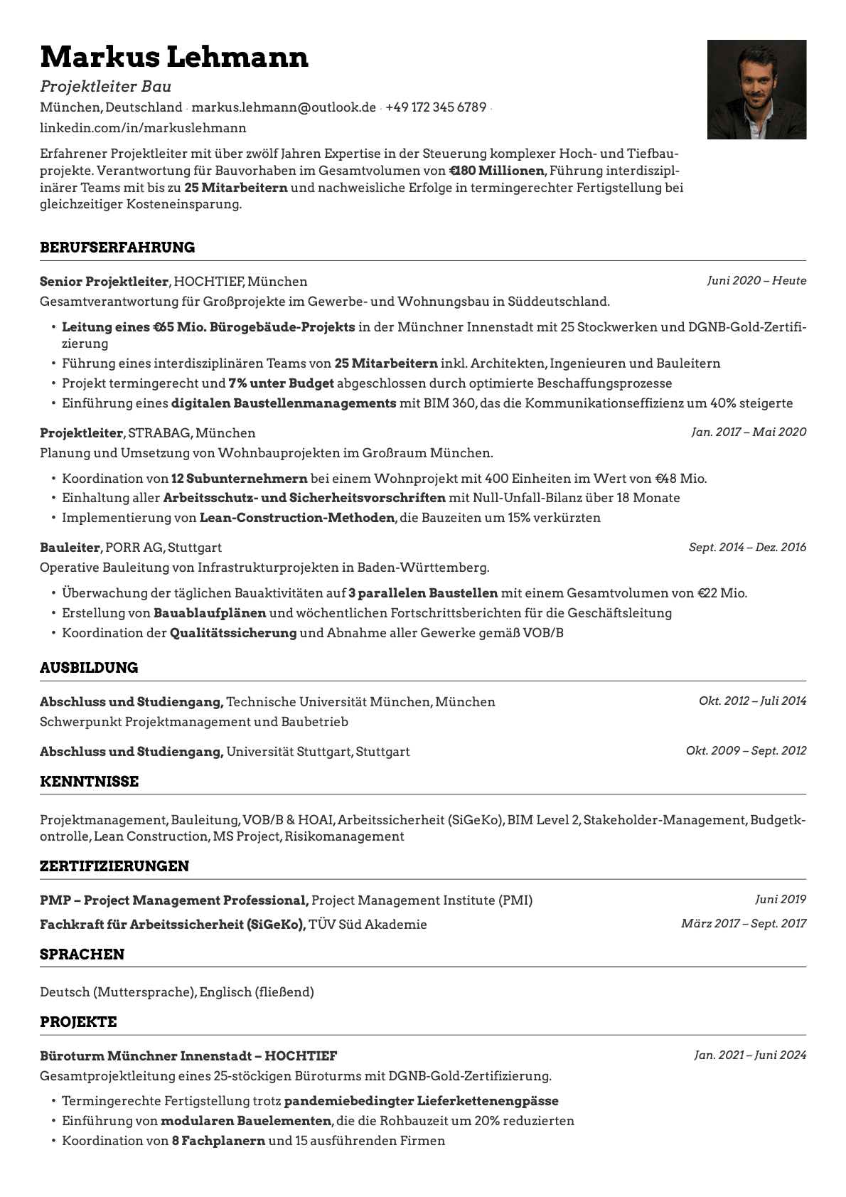 Emerald Photo resume template preview
