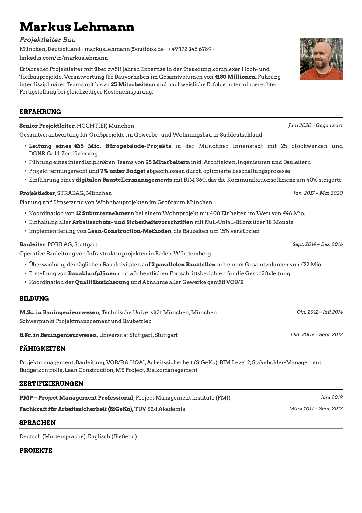 Emerald Photo resume template preview