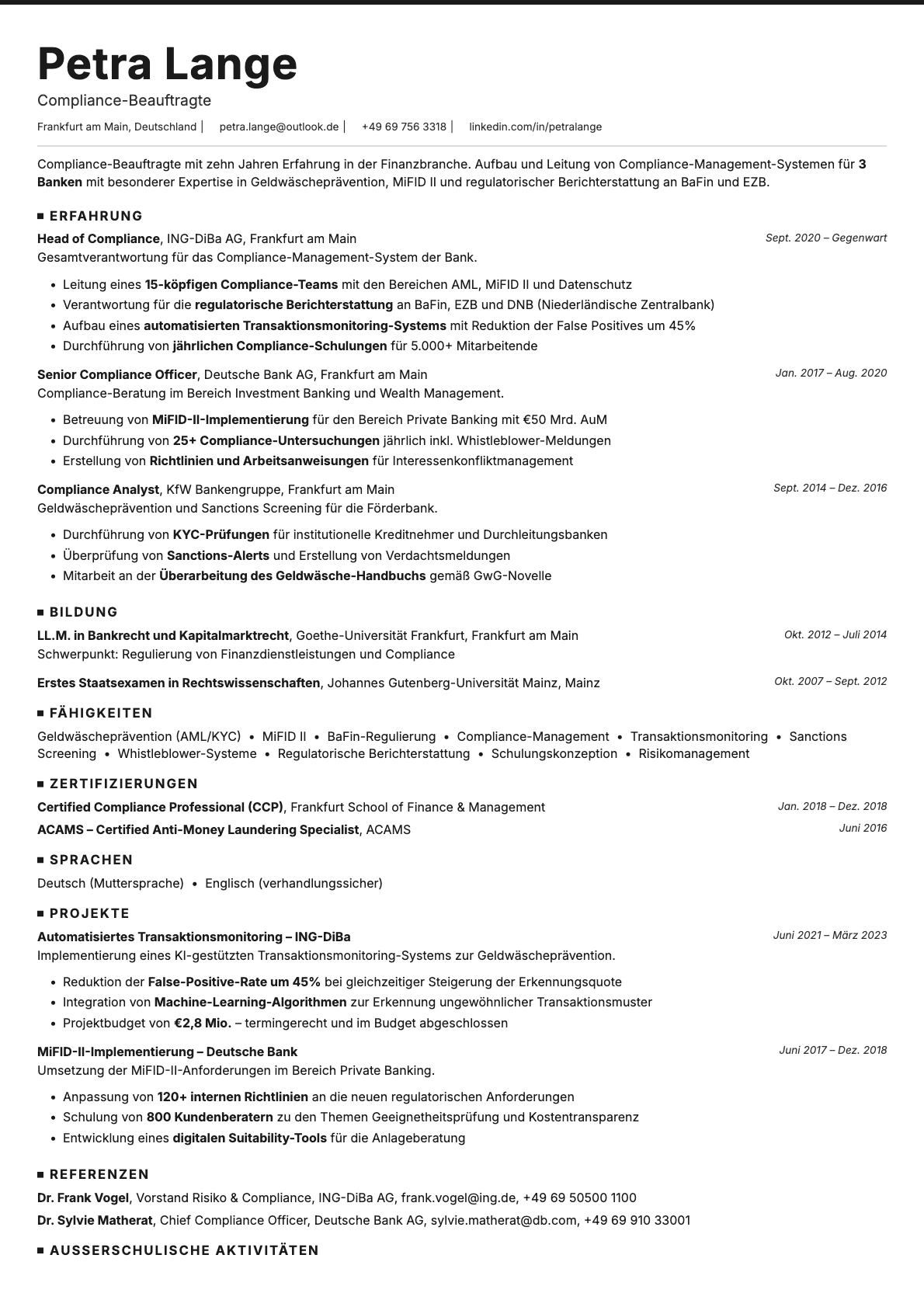 Graphite resume template preview