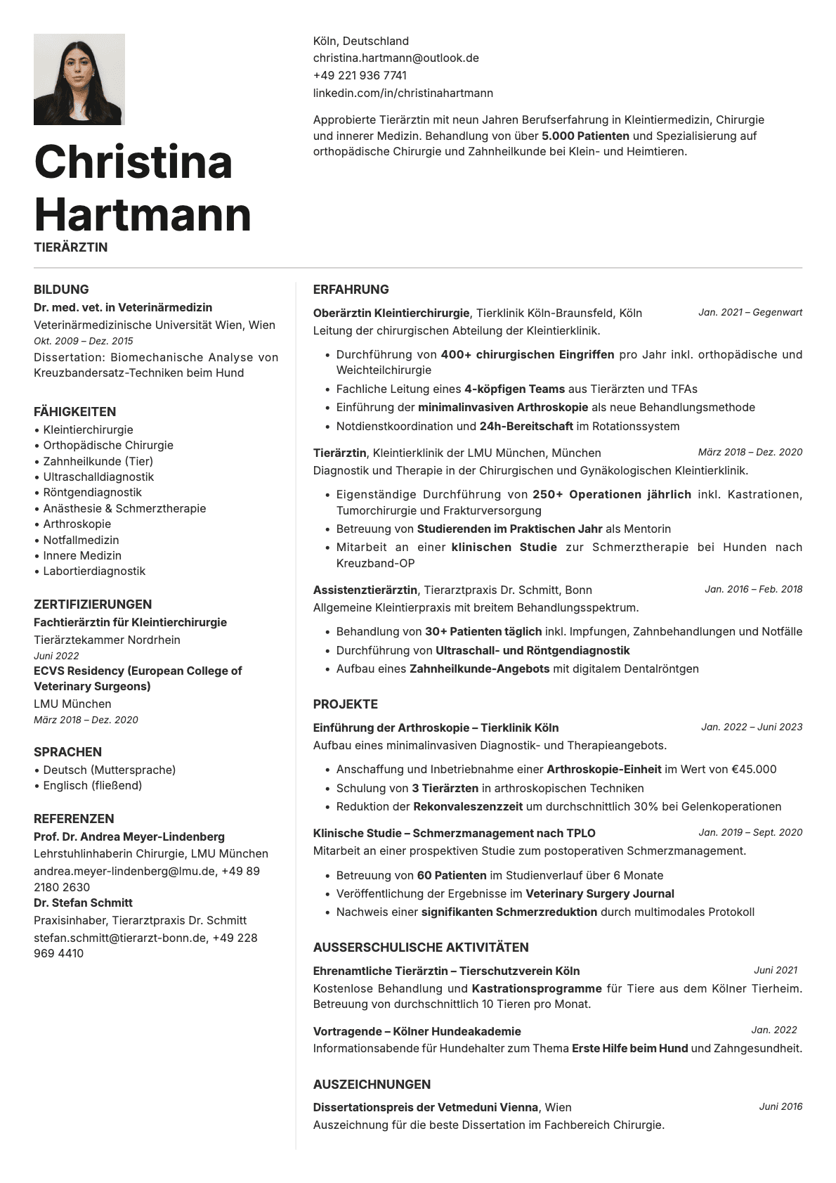 Obsidian Photo resume template preview