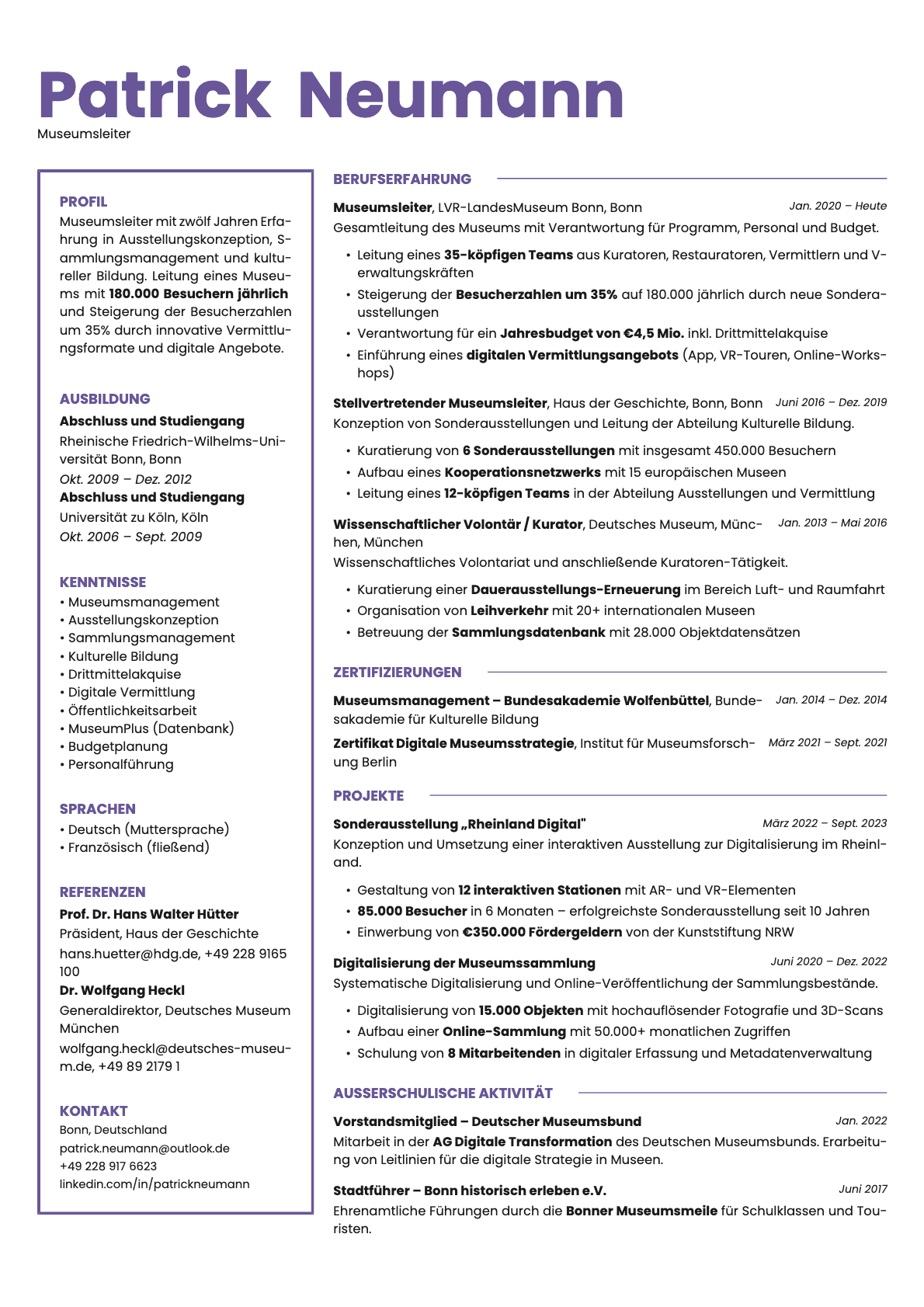 Opal resume template preview