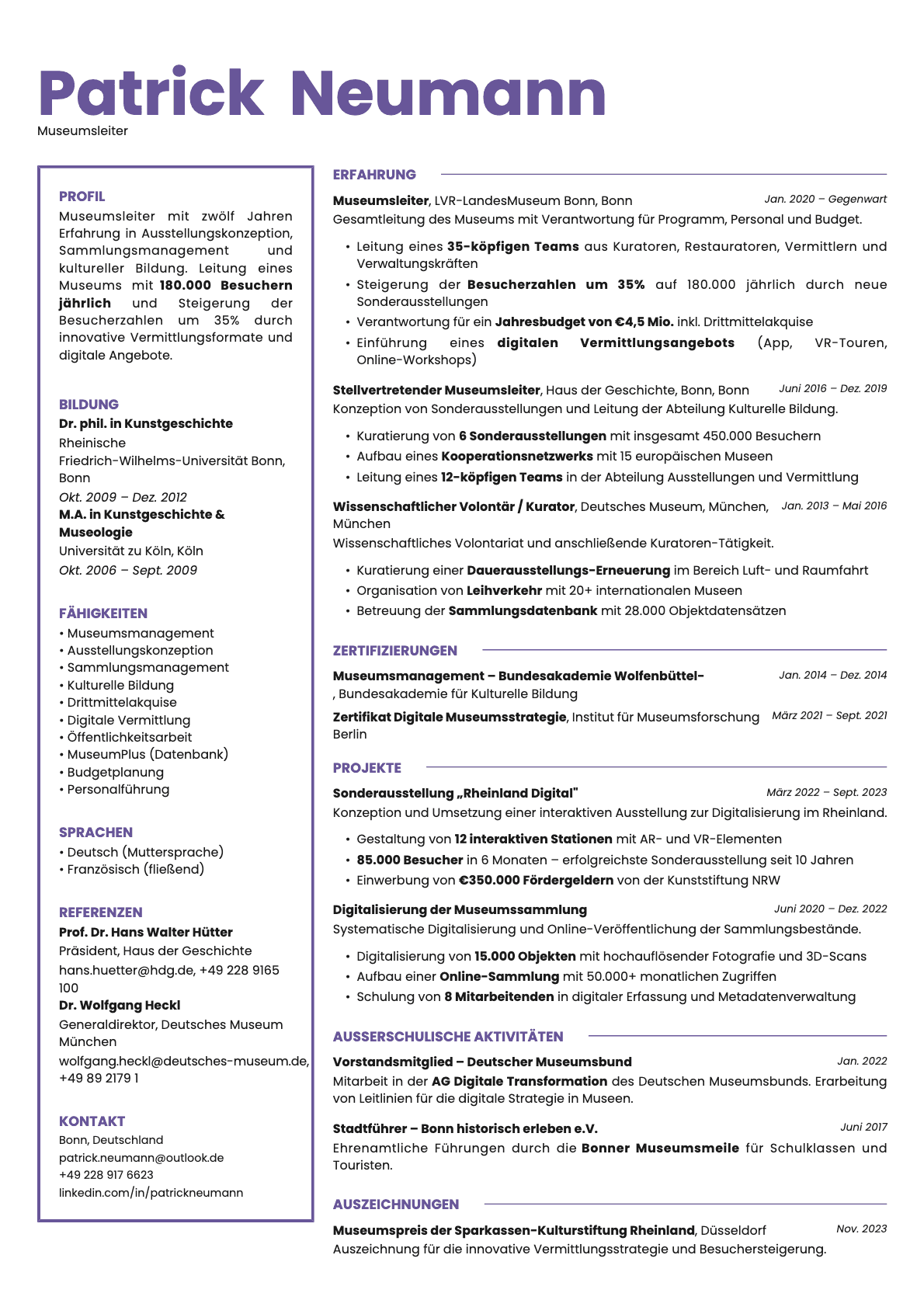 Opal resume template preview