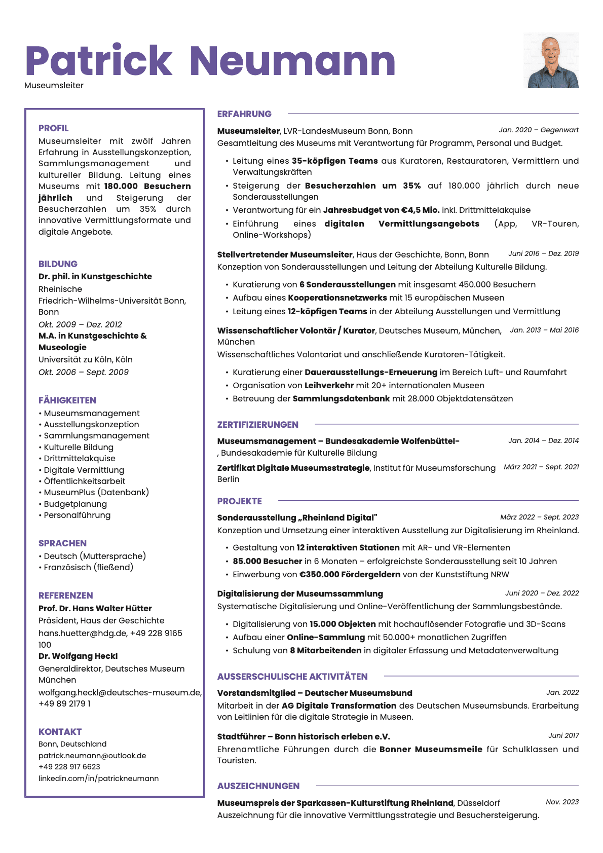 Opal Photo resume template preview