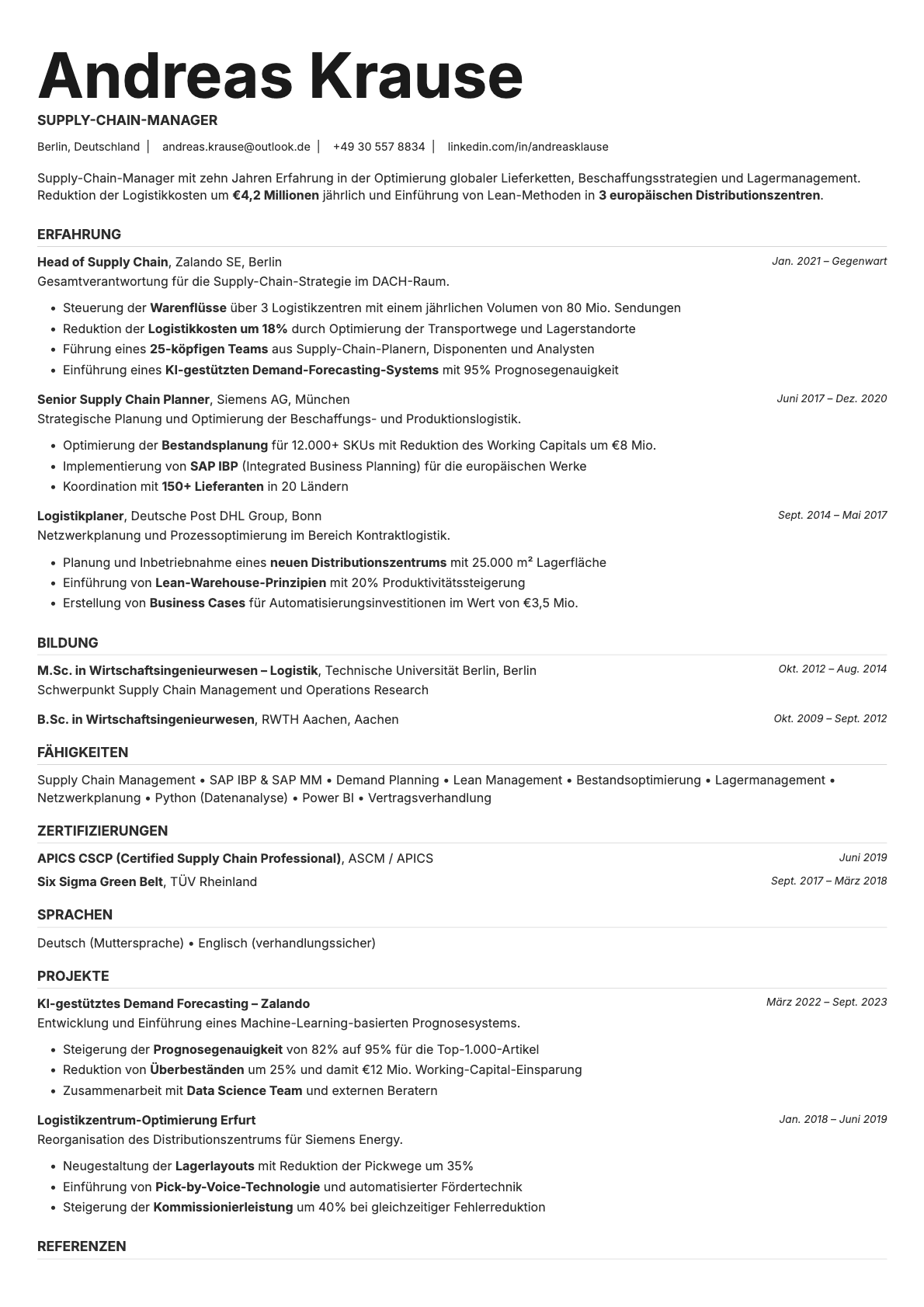 Platinum resume template preview