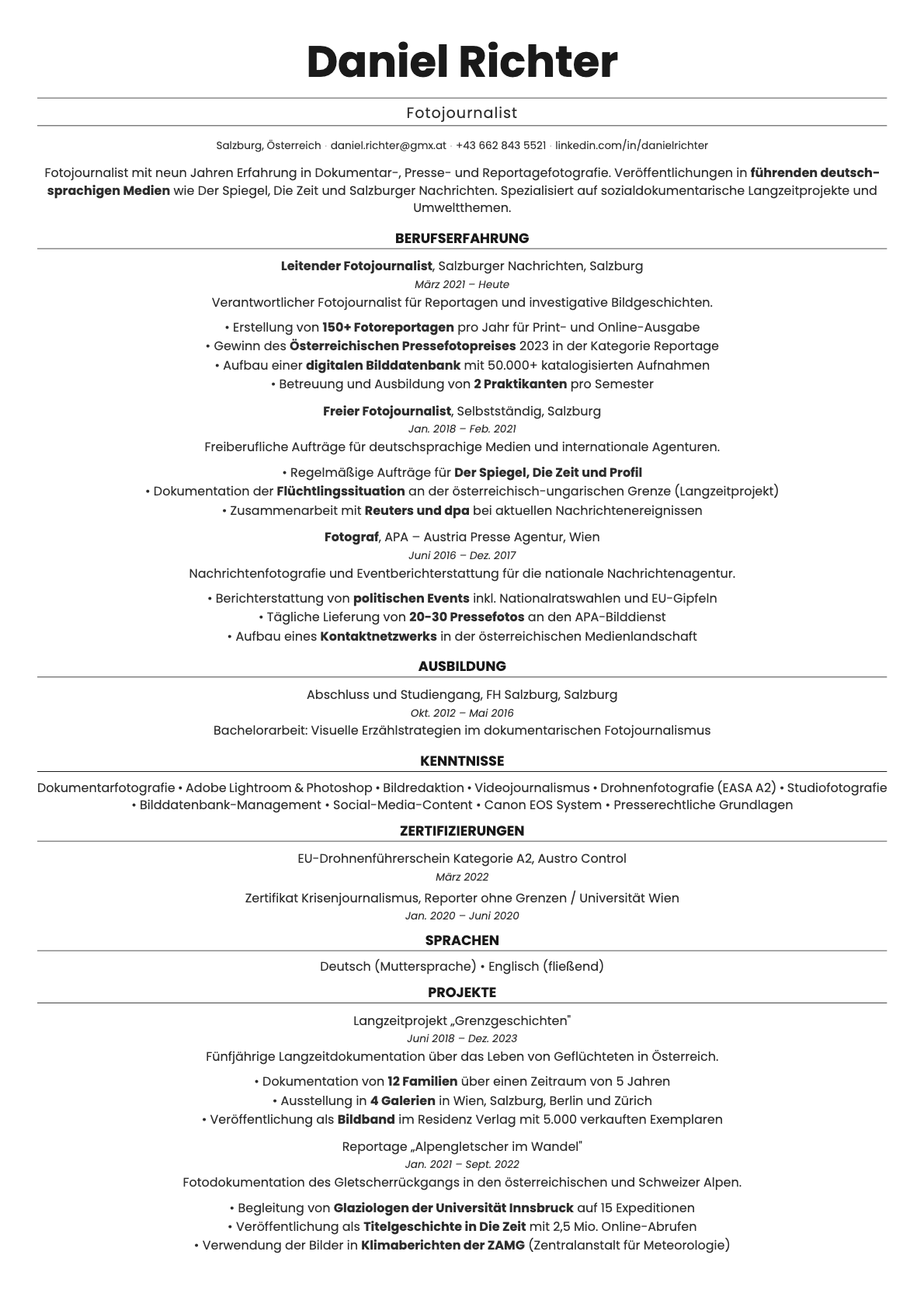 Quartz resume template preview