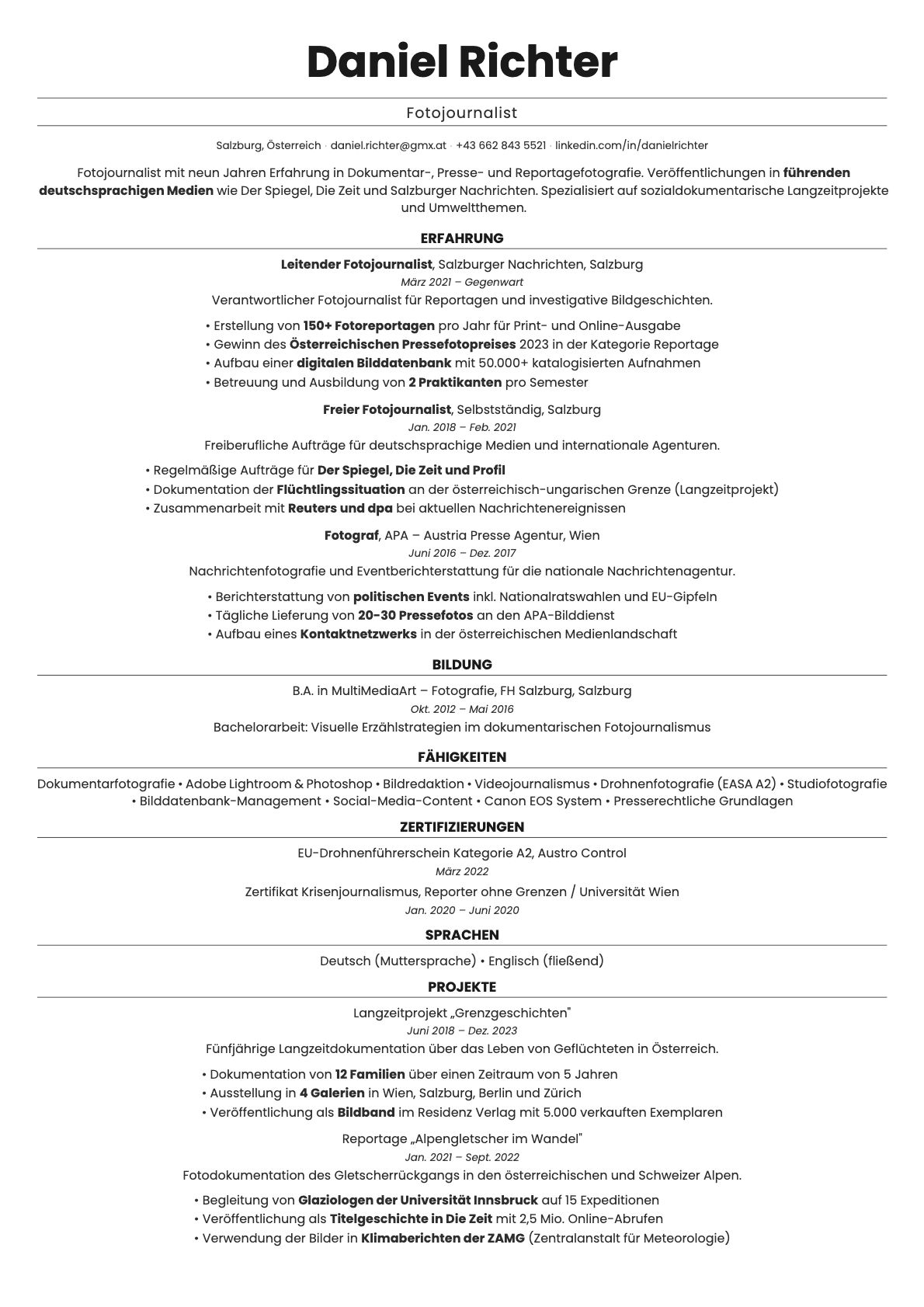 Quartz resume template preview