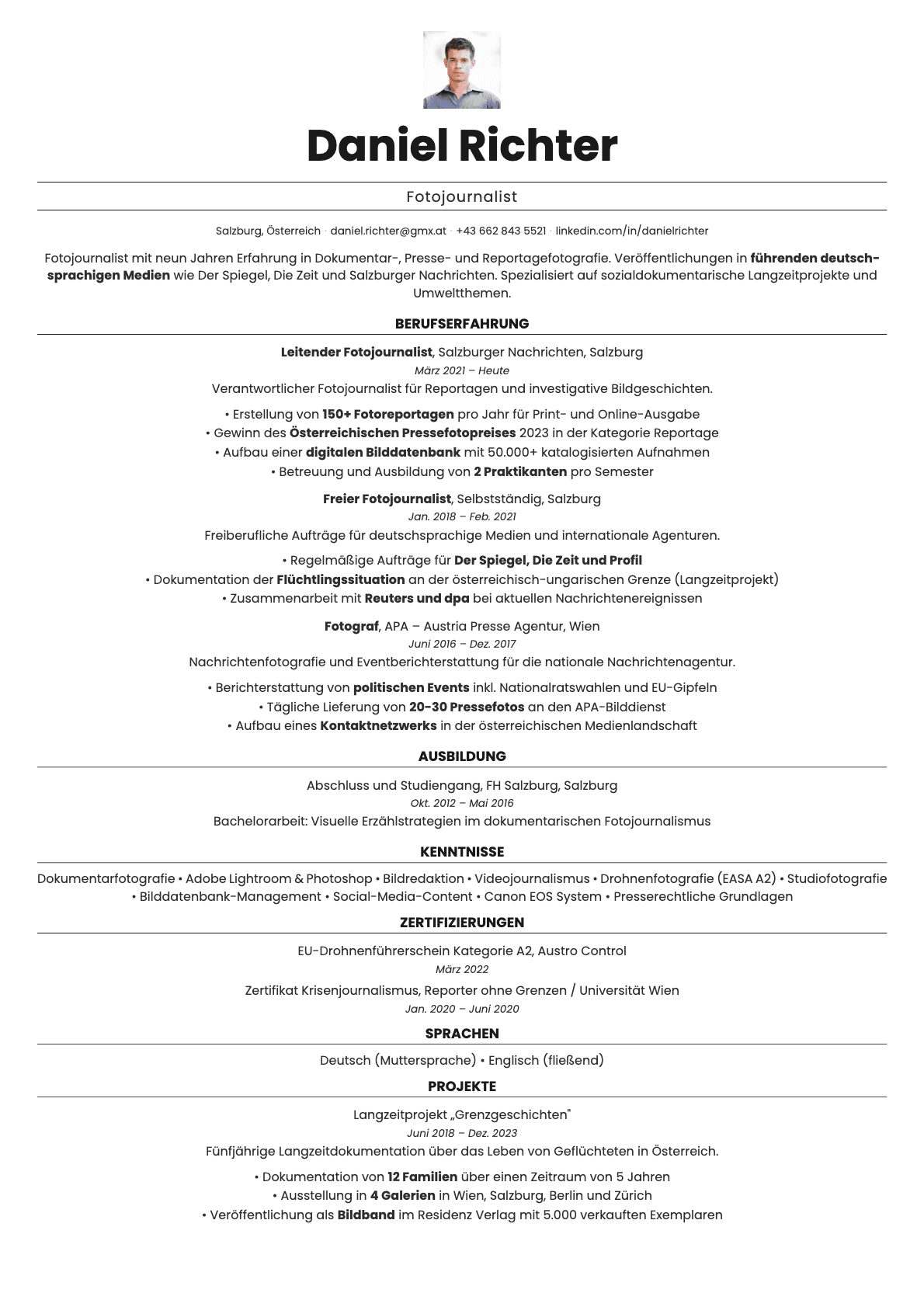 Quartz Photo resume template preview