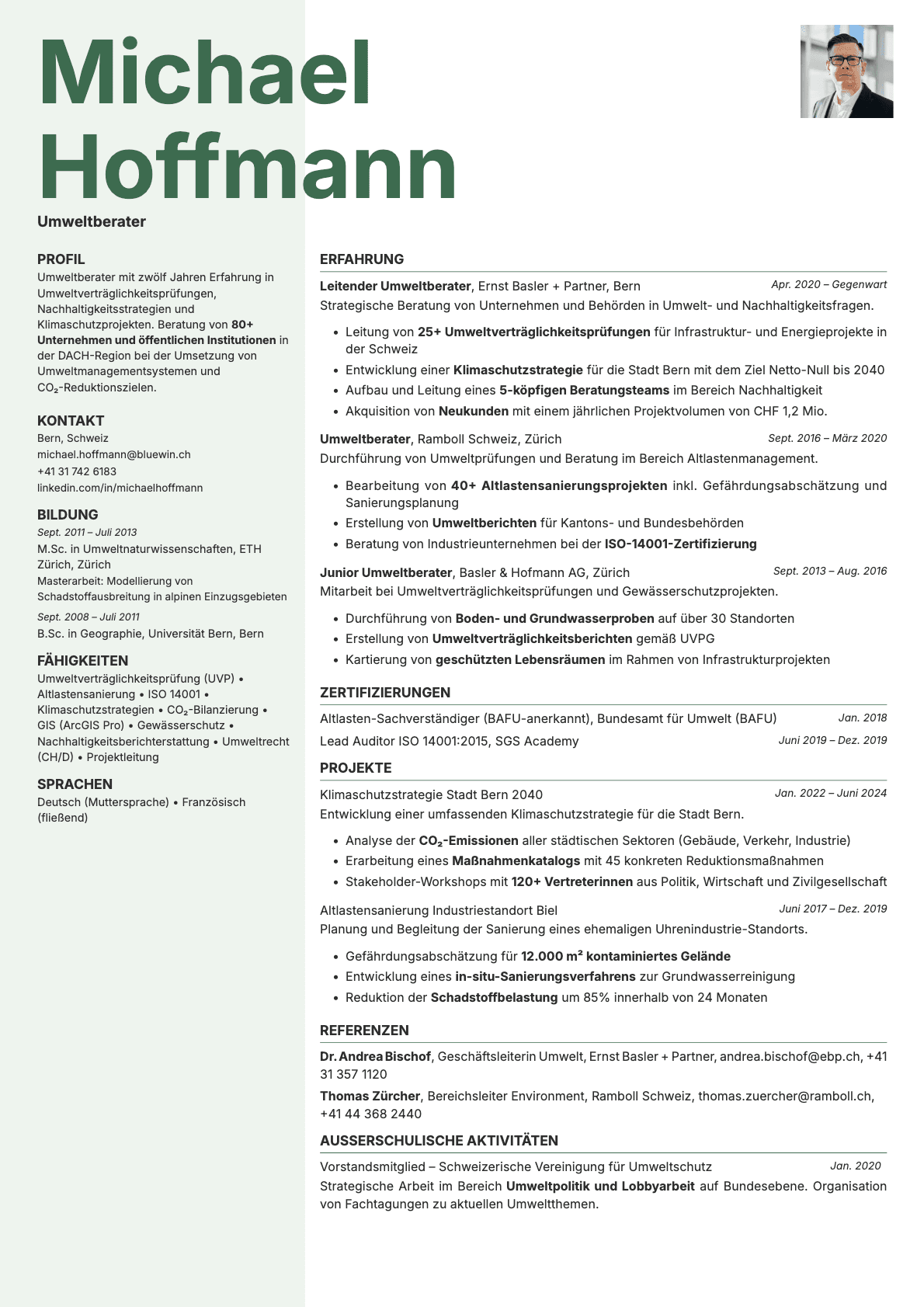 Sage Photo resume template preview