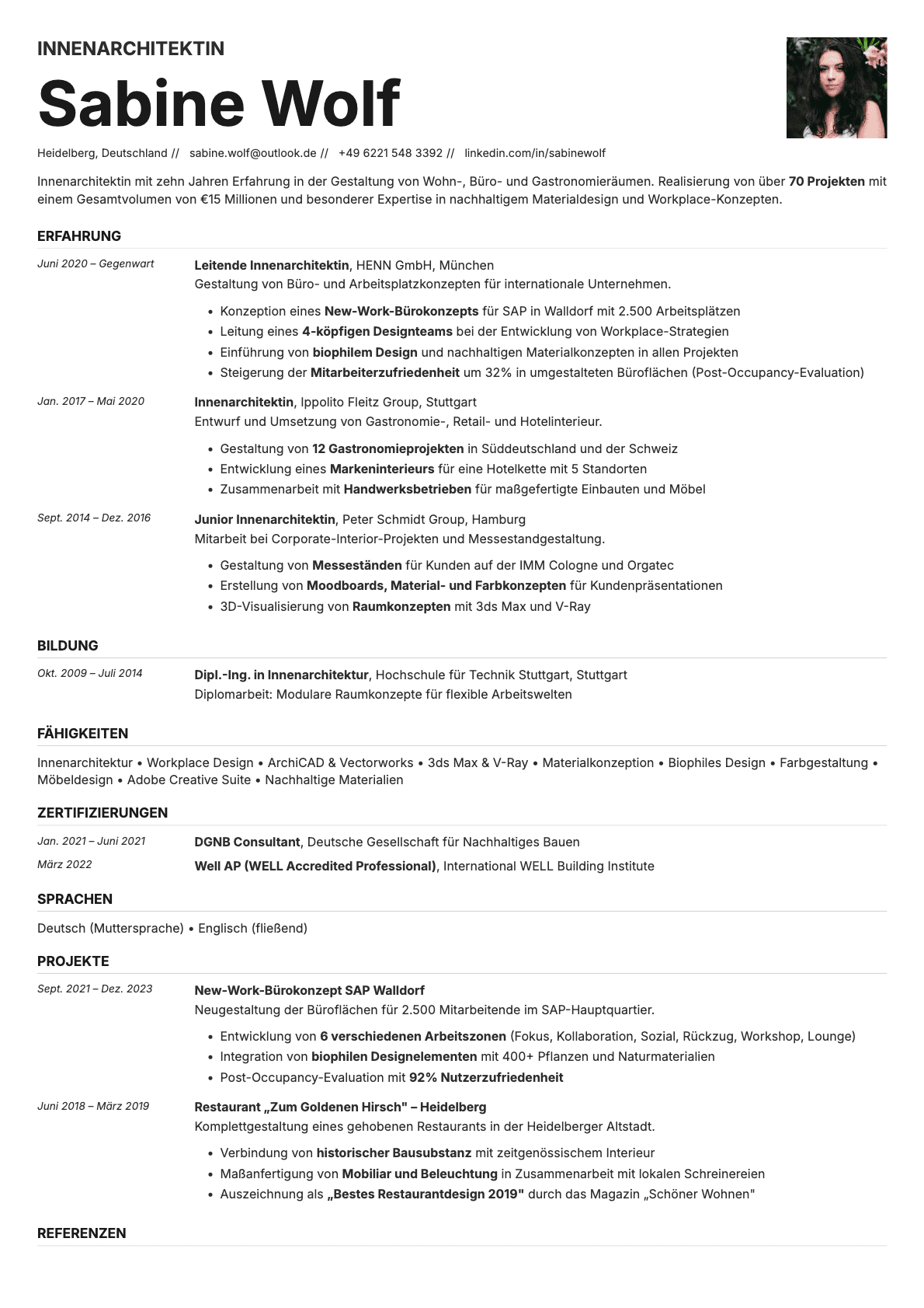 Zinc Photo resume template preview