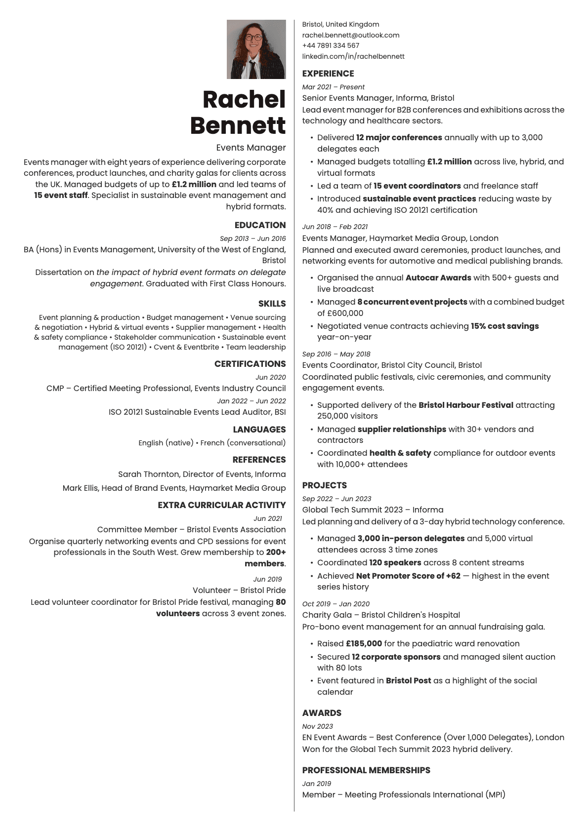 Amber Photo resume template preview