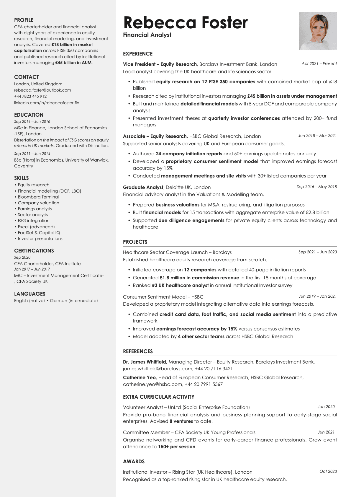 Aurum Photo resume template preview