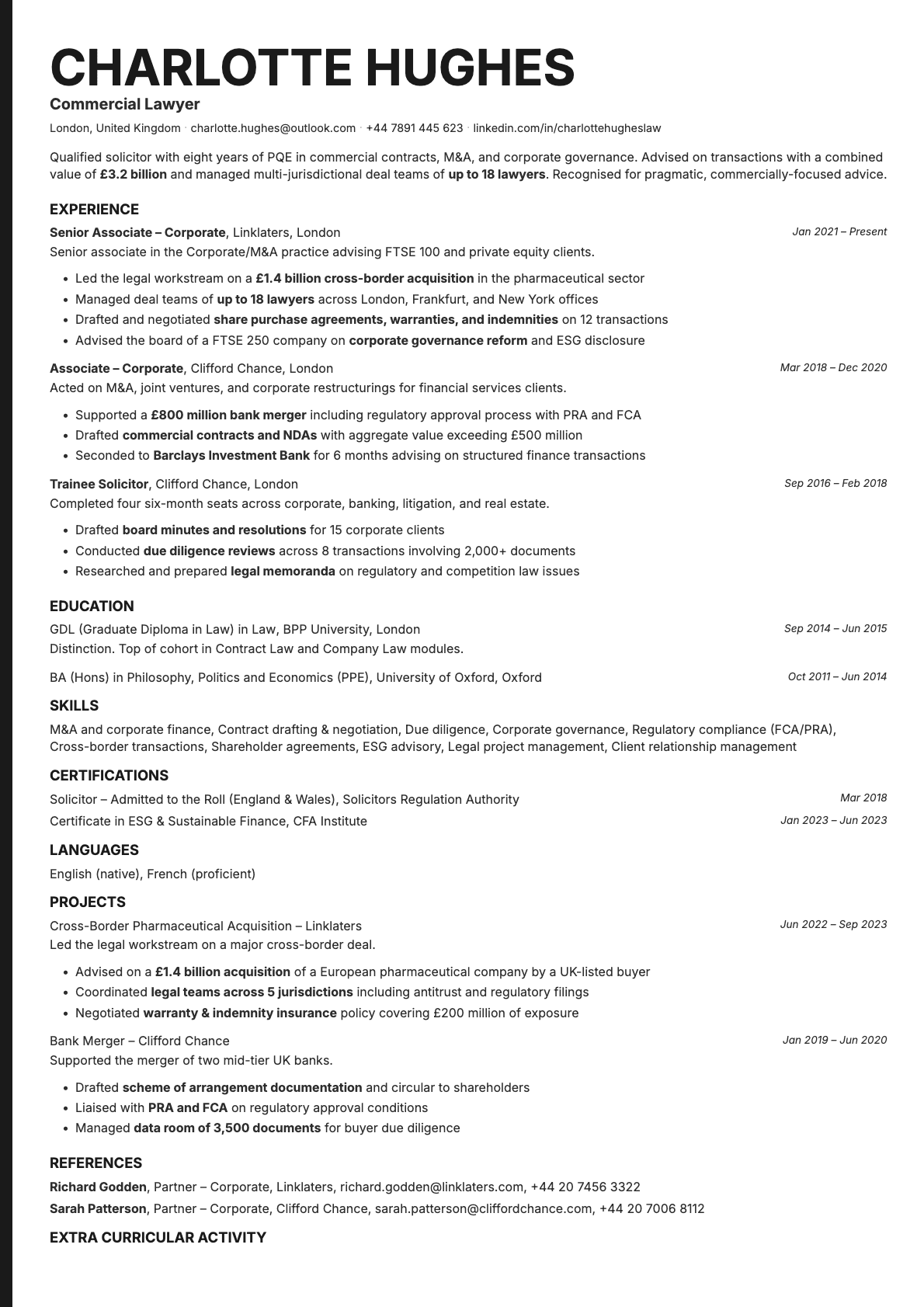 Bold Edge resume template preview