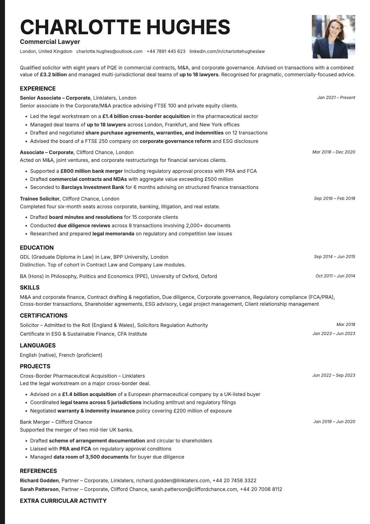 Bold Edge Photo resume template preview