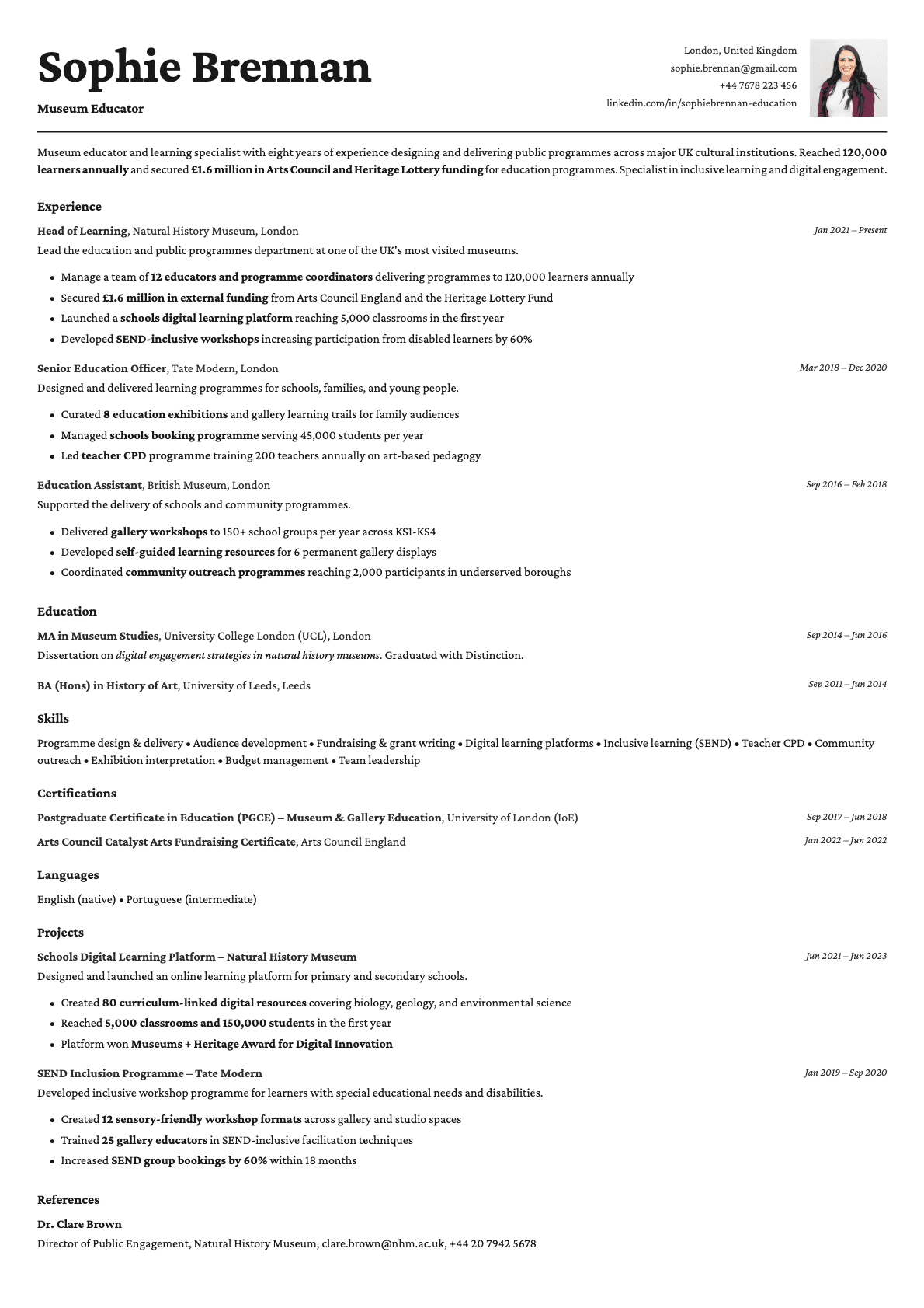 Cobalt Photo resume template preview