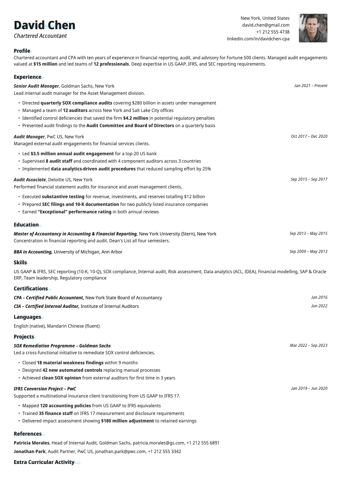 Copper Photo resume template preview