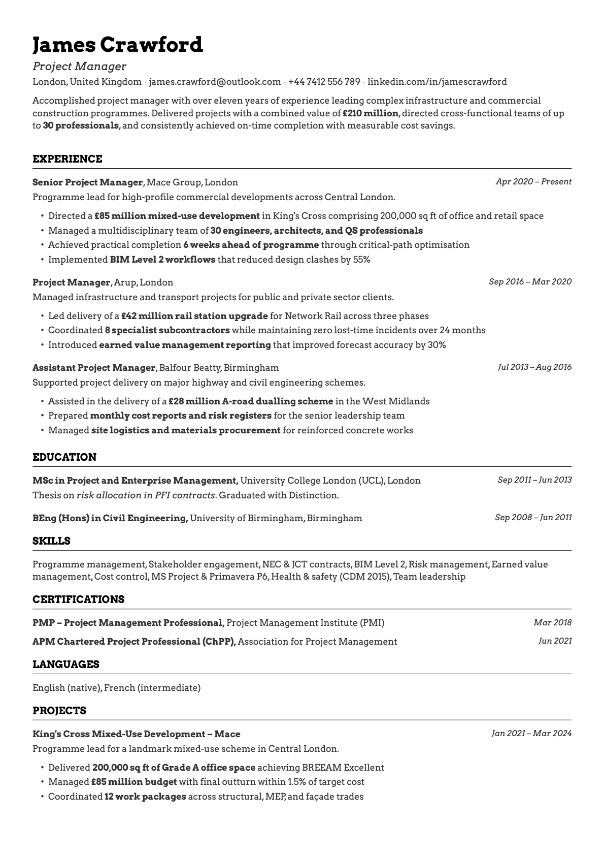 Emerald resume template preview