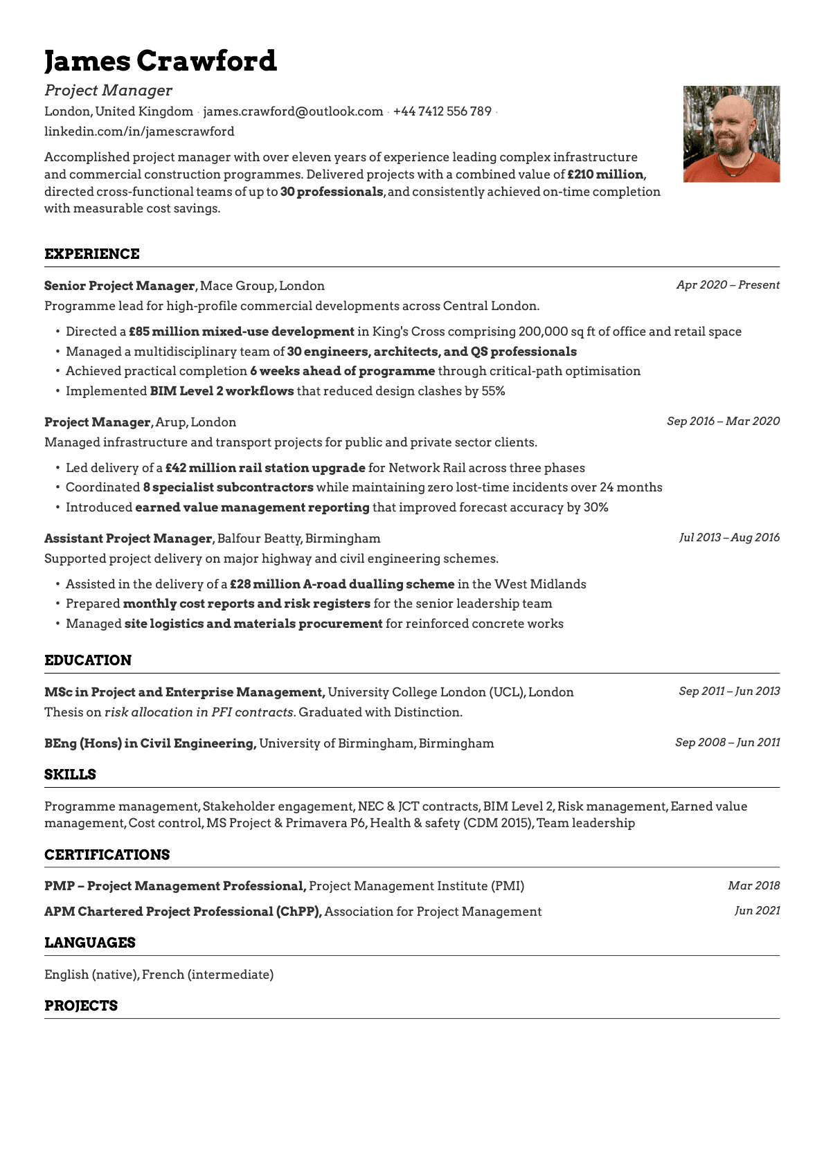 Emerald Photo resume template preview