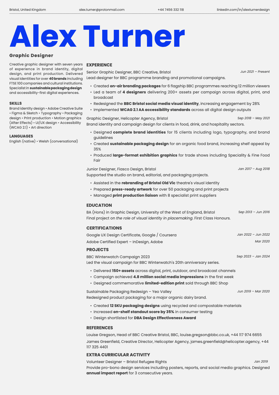 Fern resume template preview