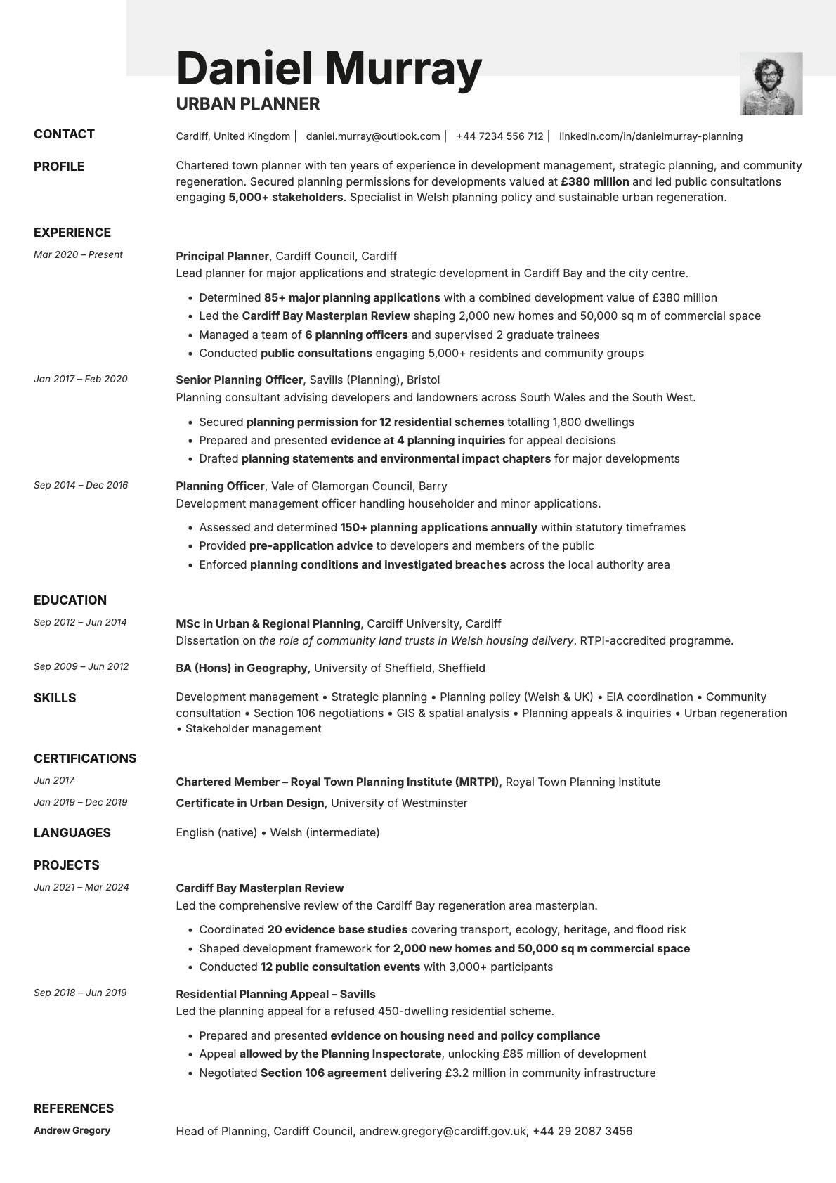 Ivory Photo resume template preview