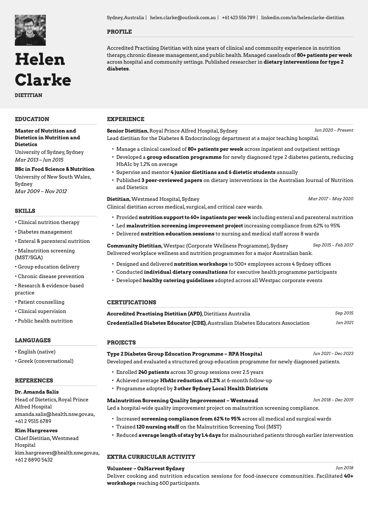 Limestone Photo resume template preview