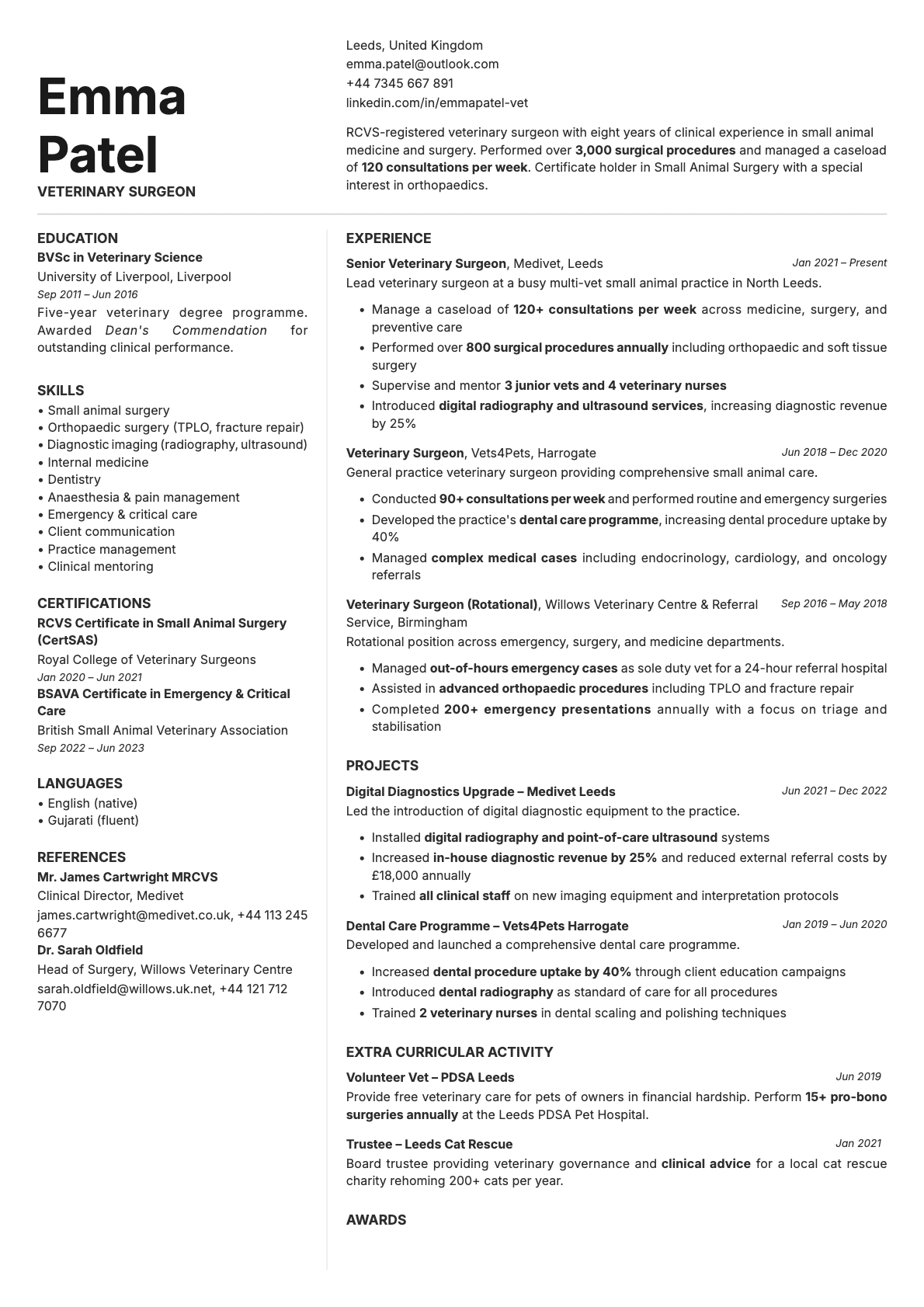 Obsidian resume template preview