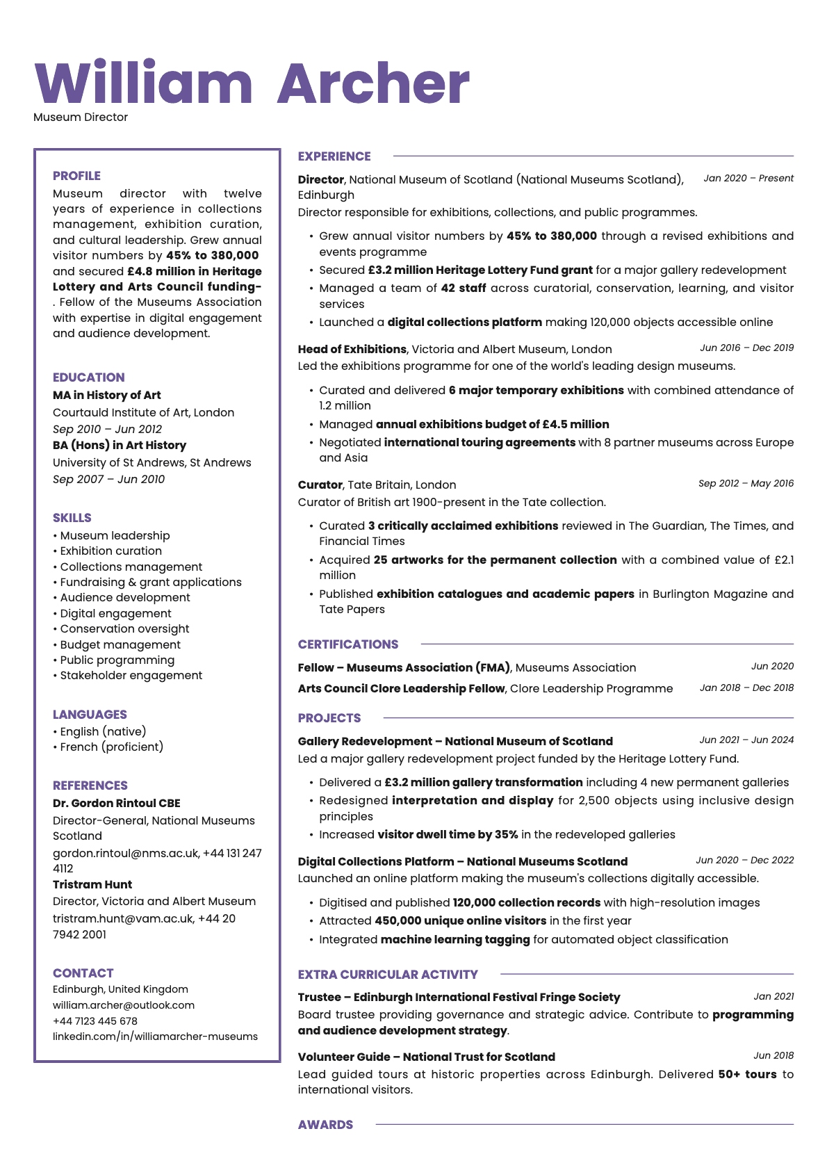 Opal resume template preview