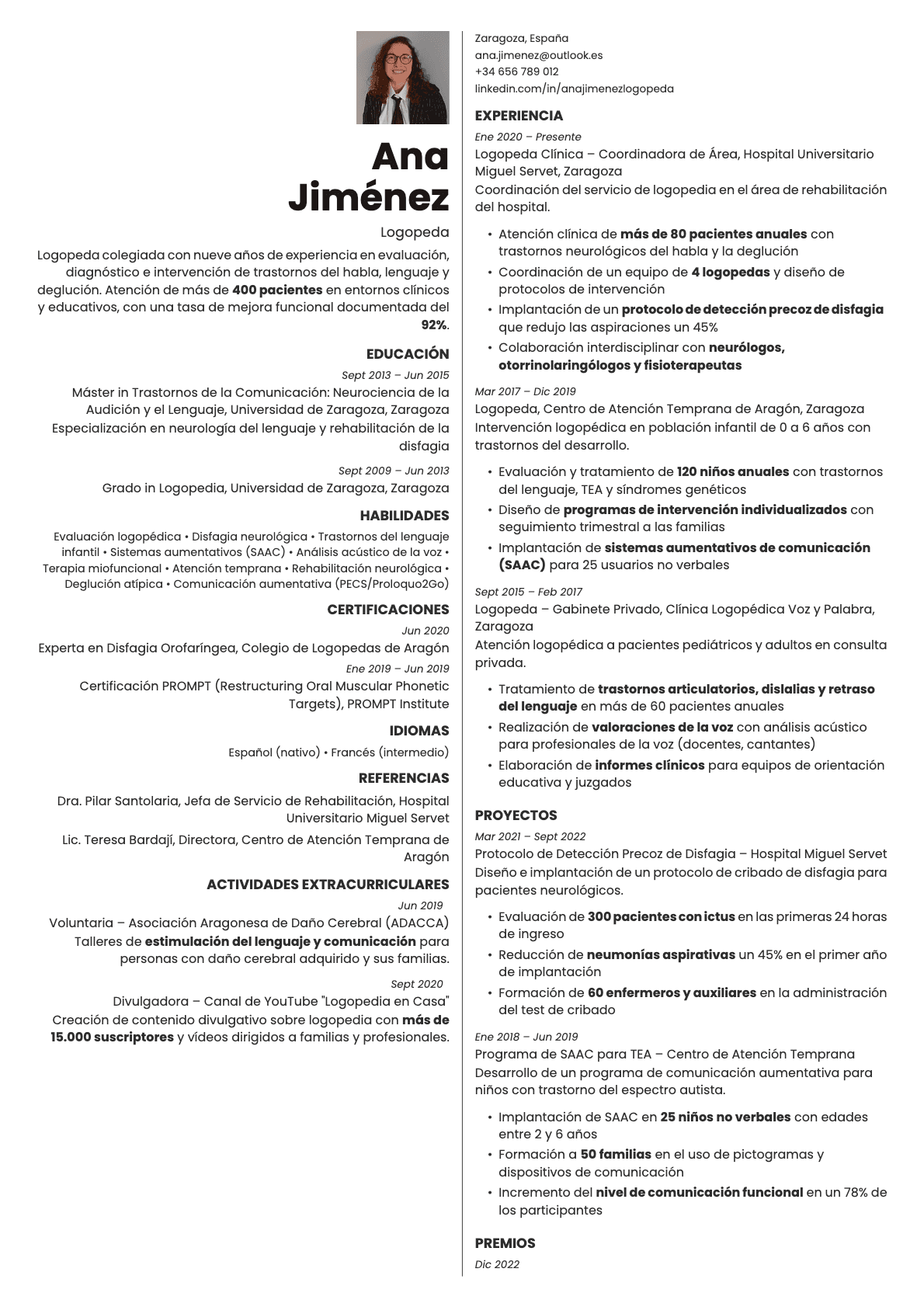 Amber Photo resume template preview