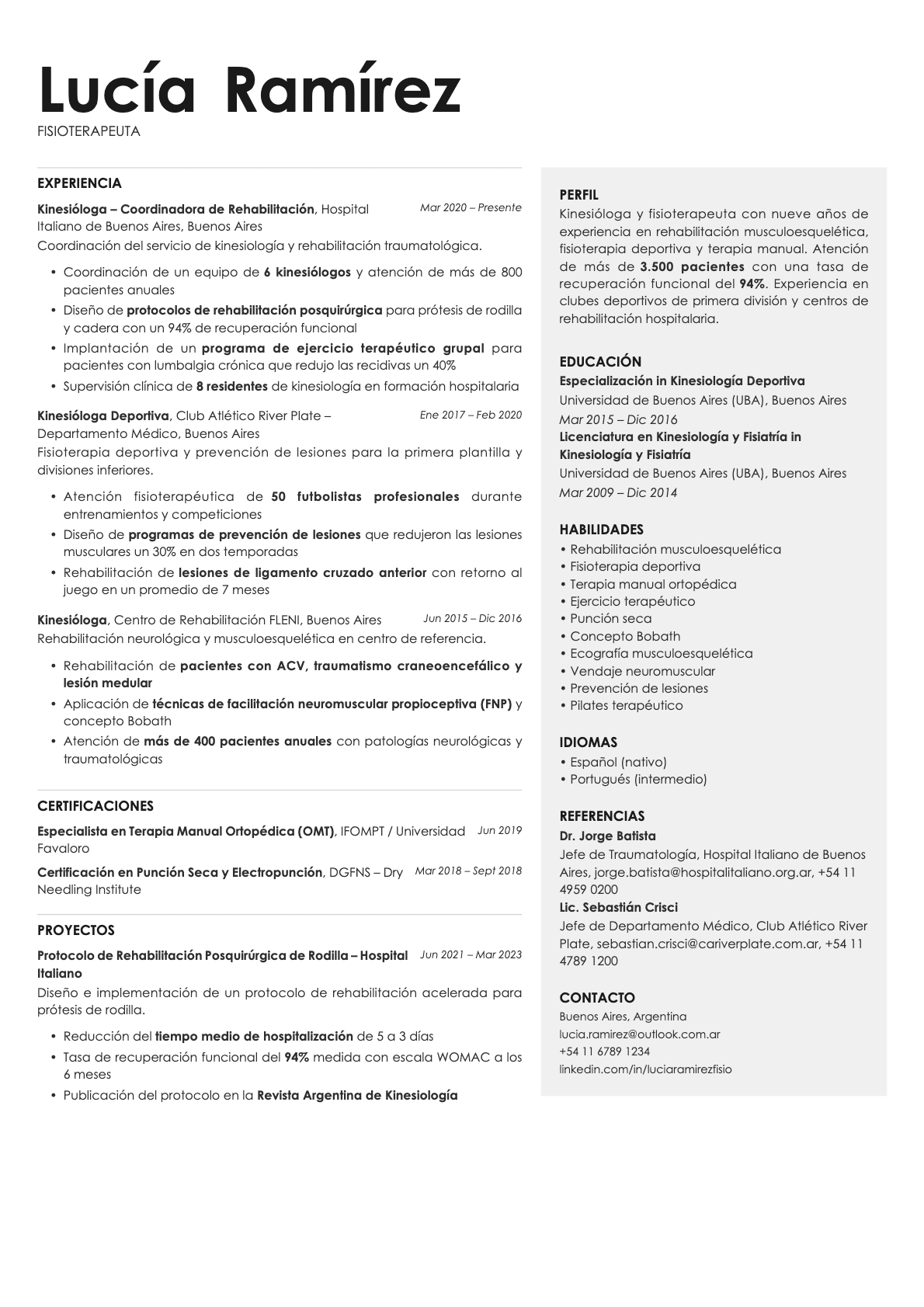 Bronze resume template preview