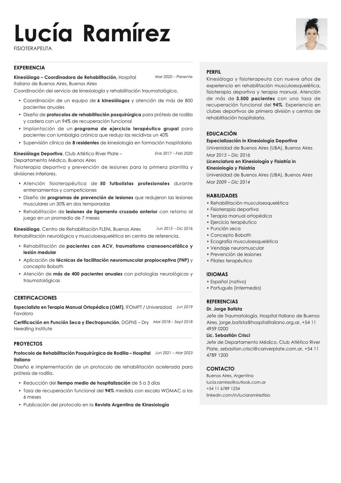 Bronze Photo resume template preview