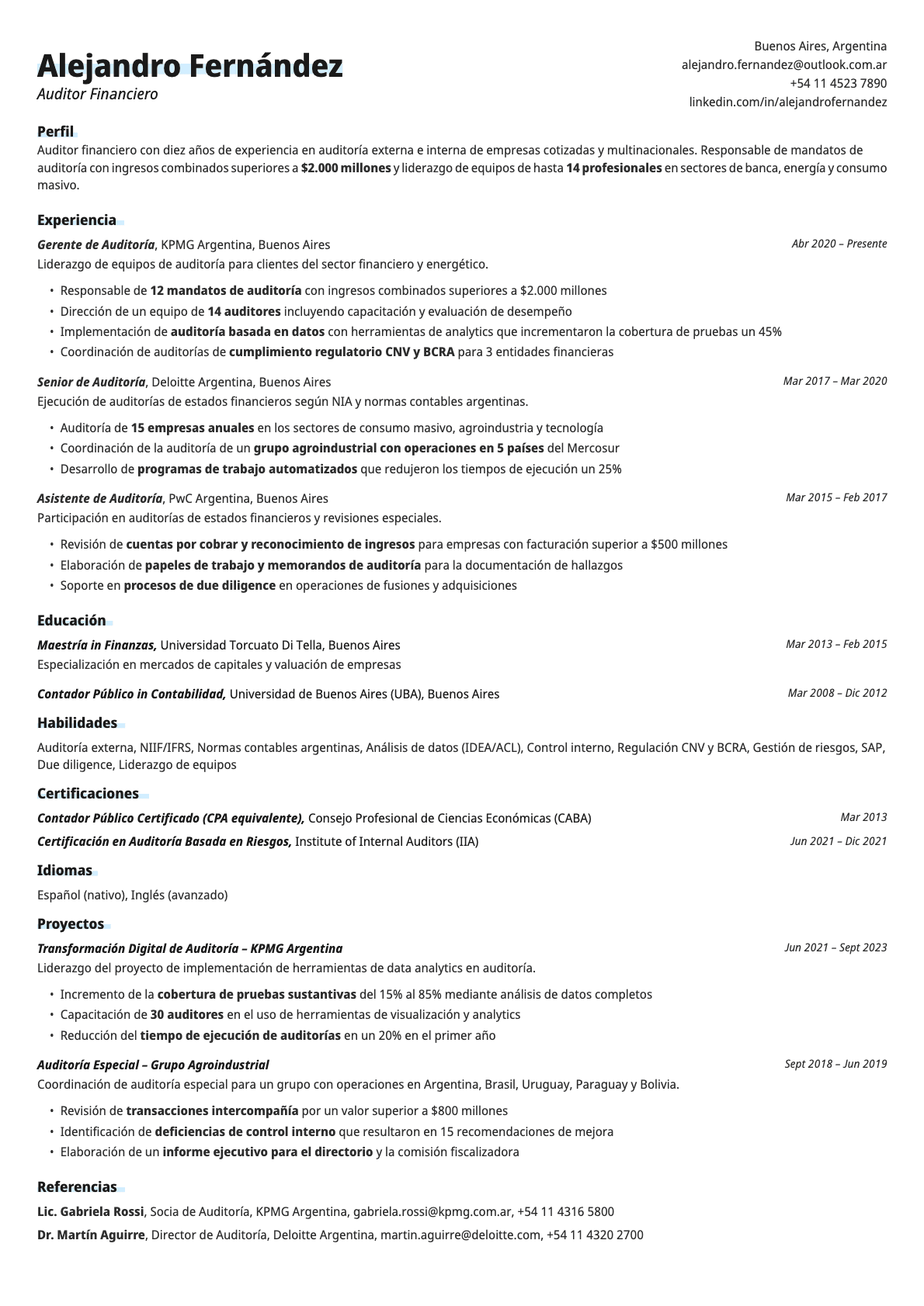 Copper resume template preview