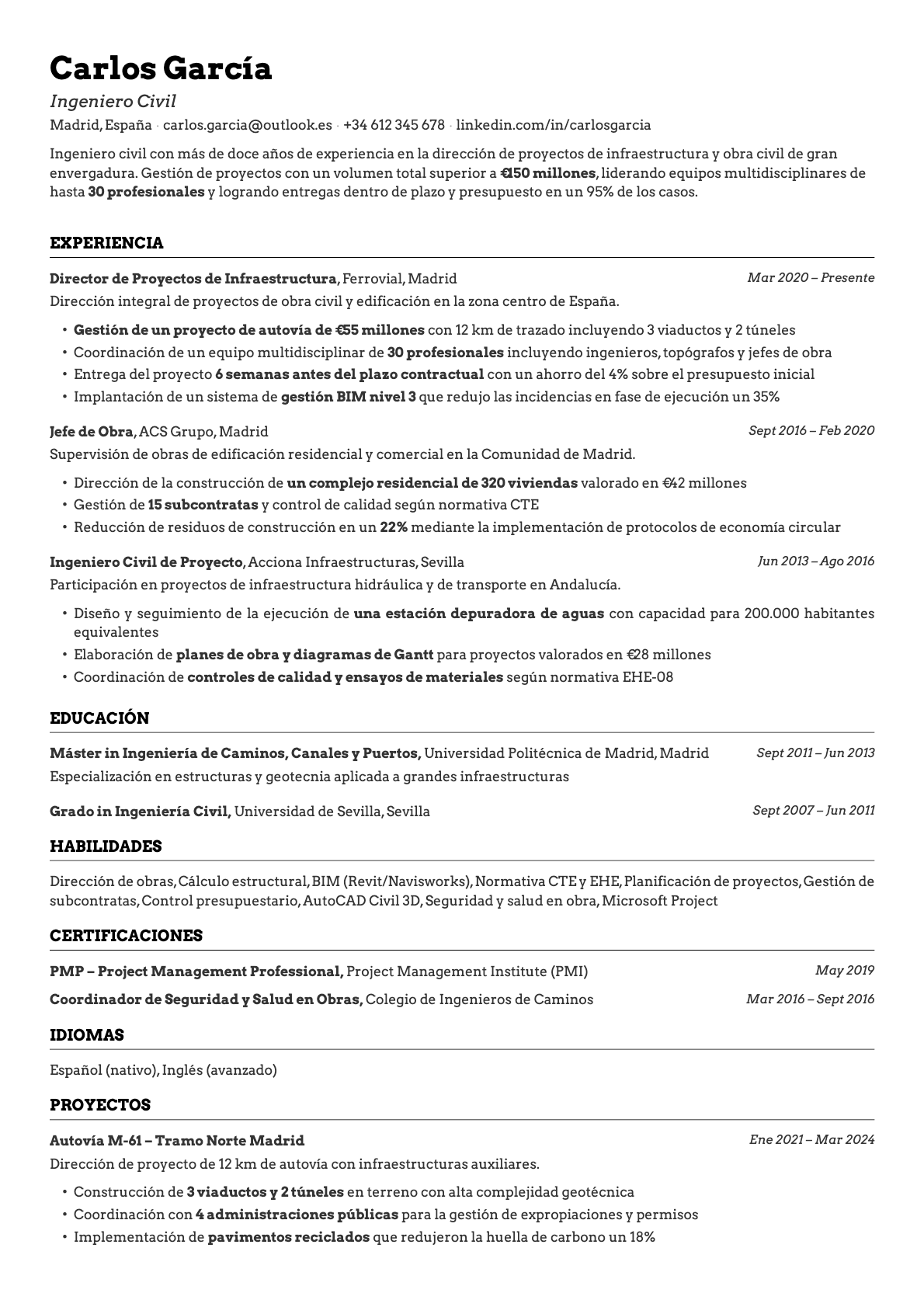 Emerald resume template preview