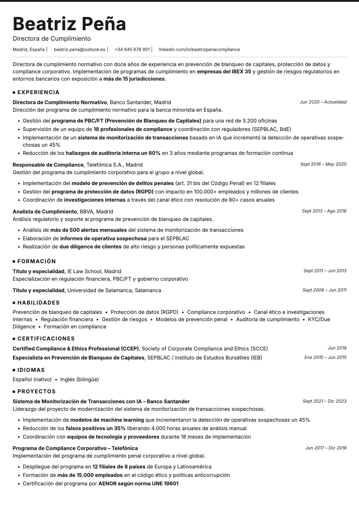 Graphite resume template preview