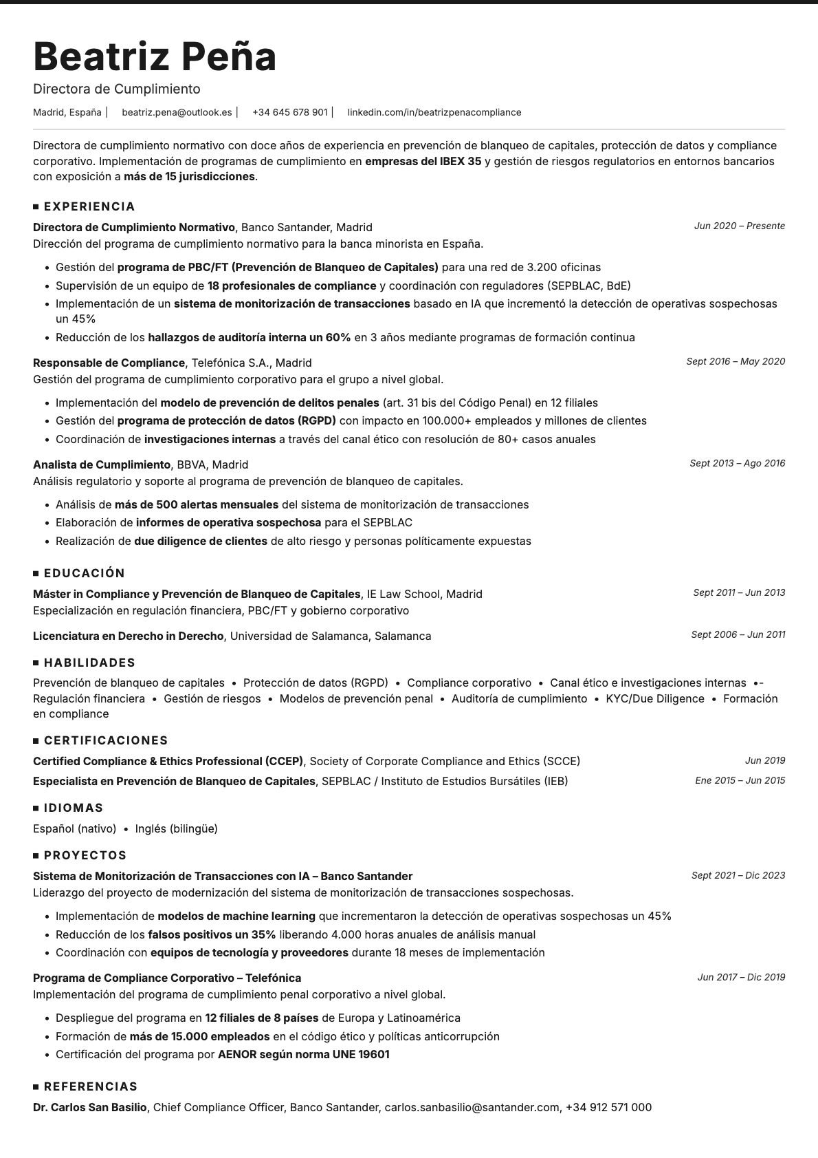 Graphite resume template preview