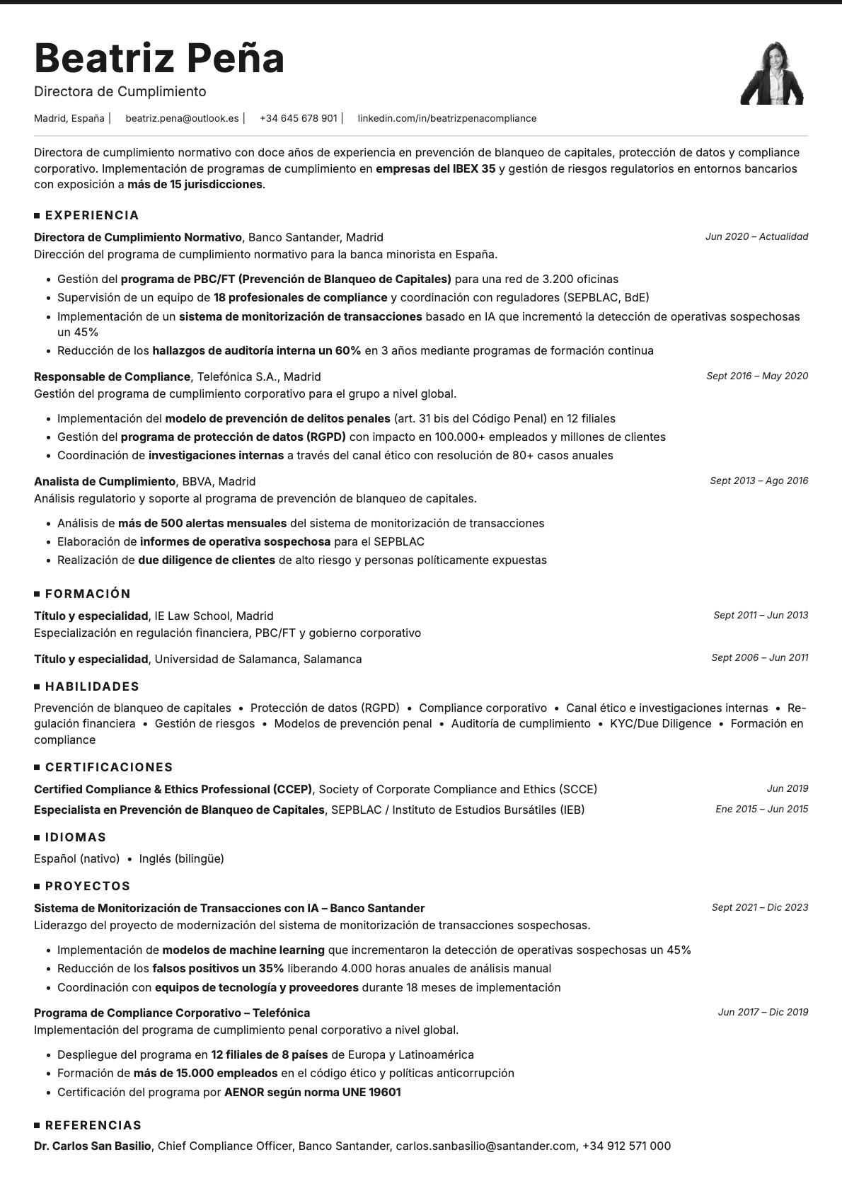 Graphite Photo resume template preview
