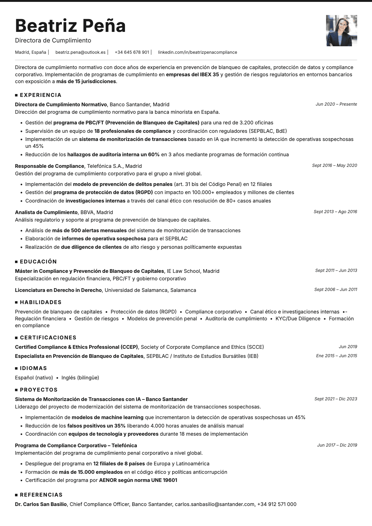 Graphite Photo resume template preview