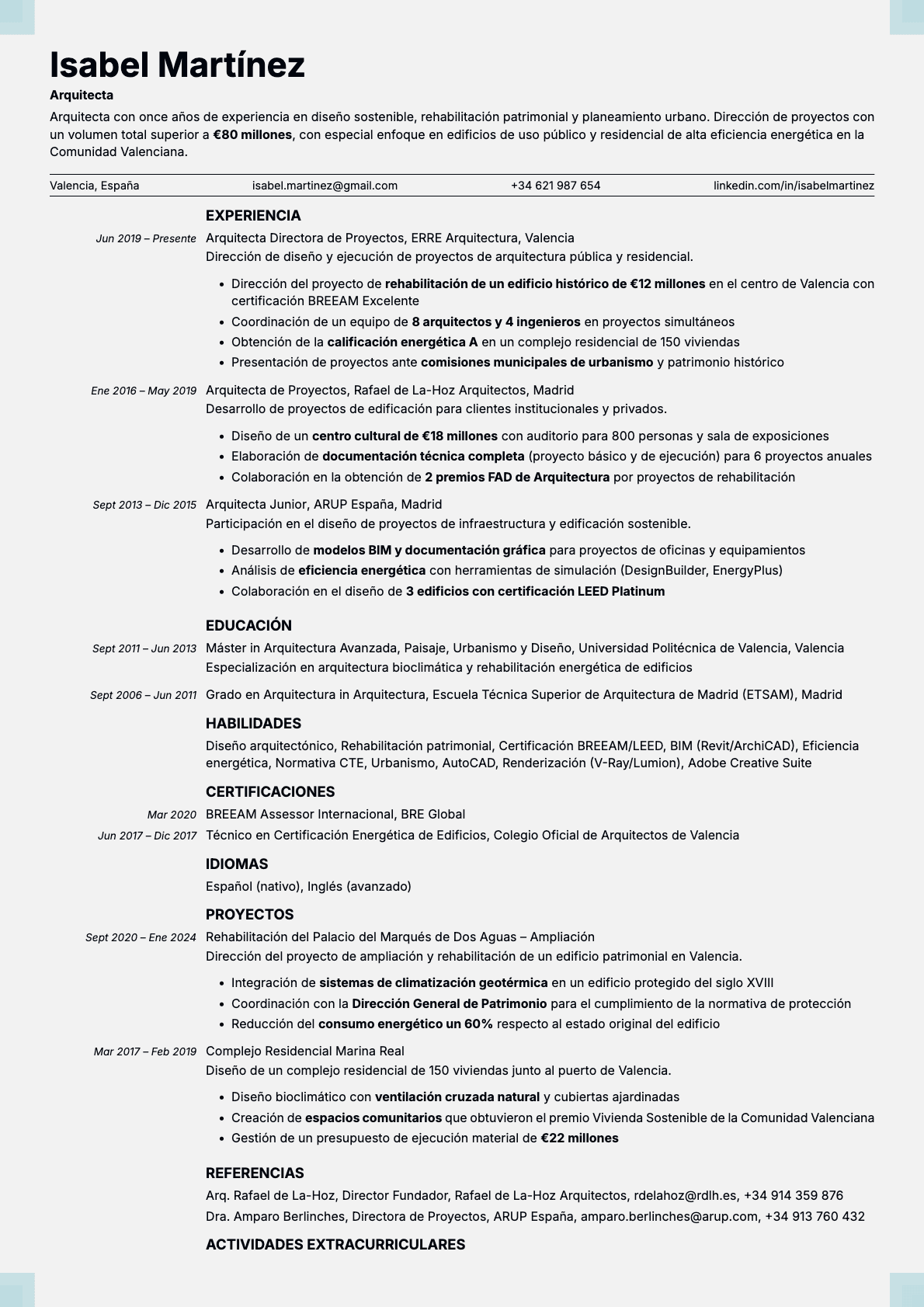 Marble resume template preview