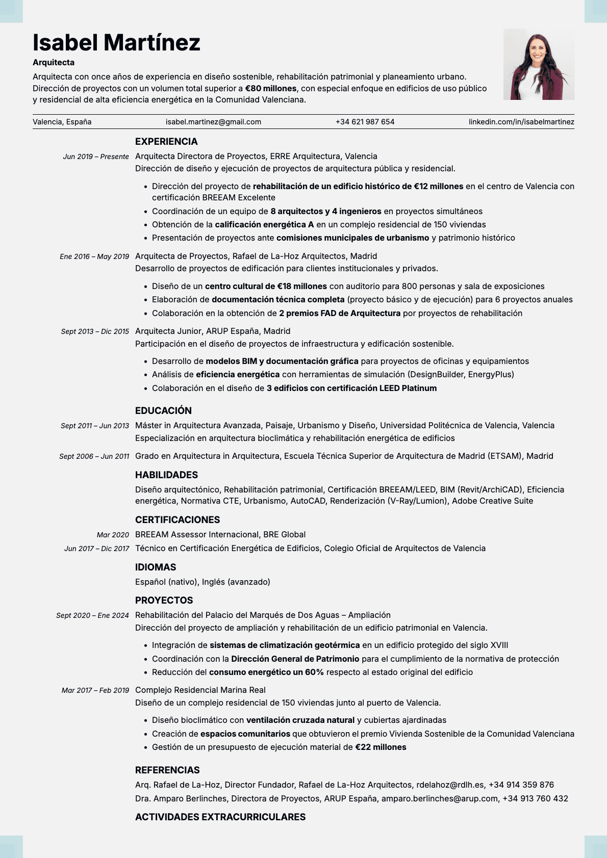 Marble Photo resume template preview