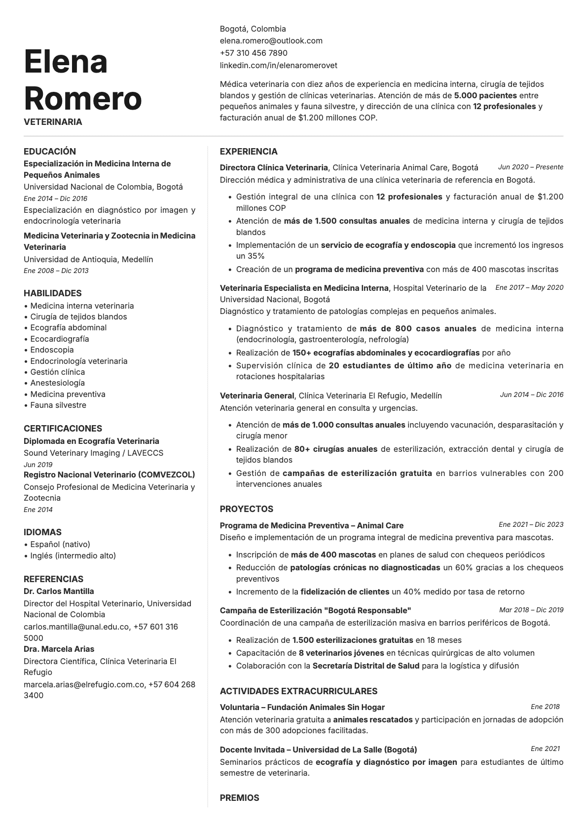 Obsidian resume template preview