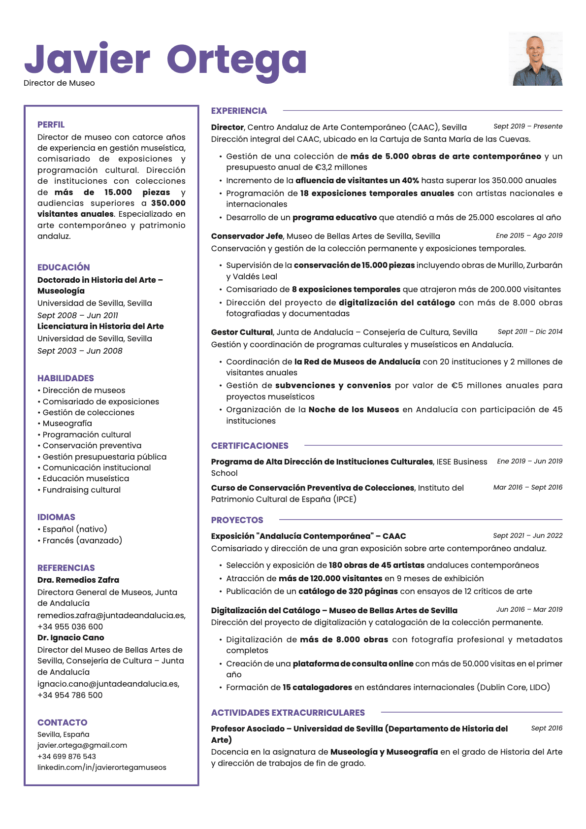 Opal Photo resume template preview