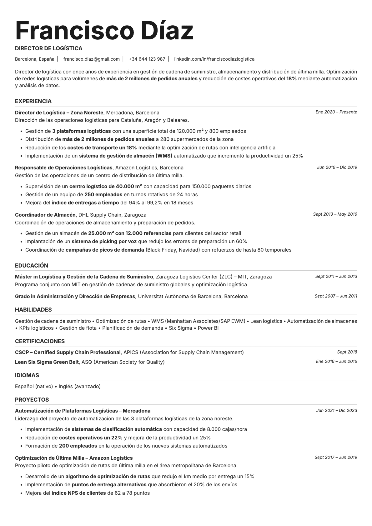 Platinum resume template preview