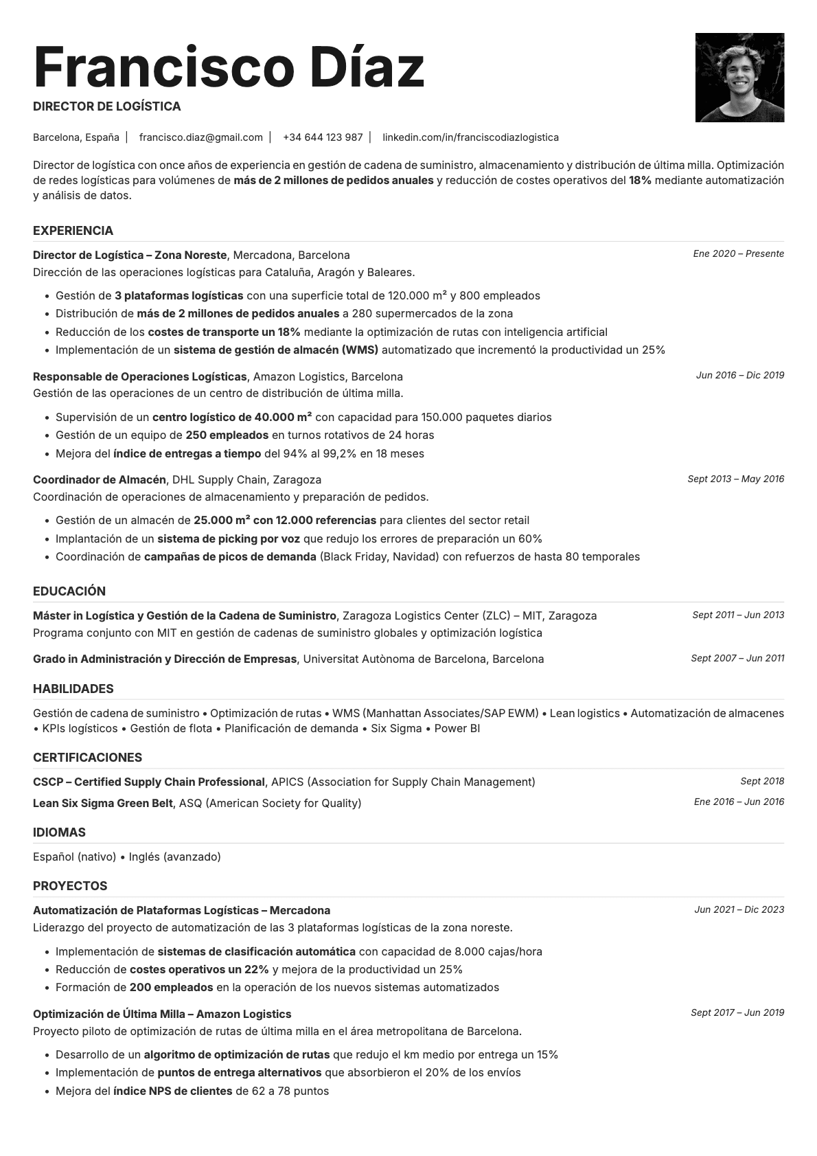 Platinum Photo resume template preview