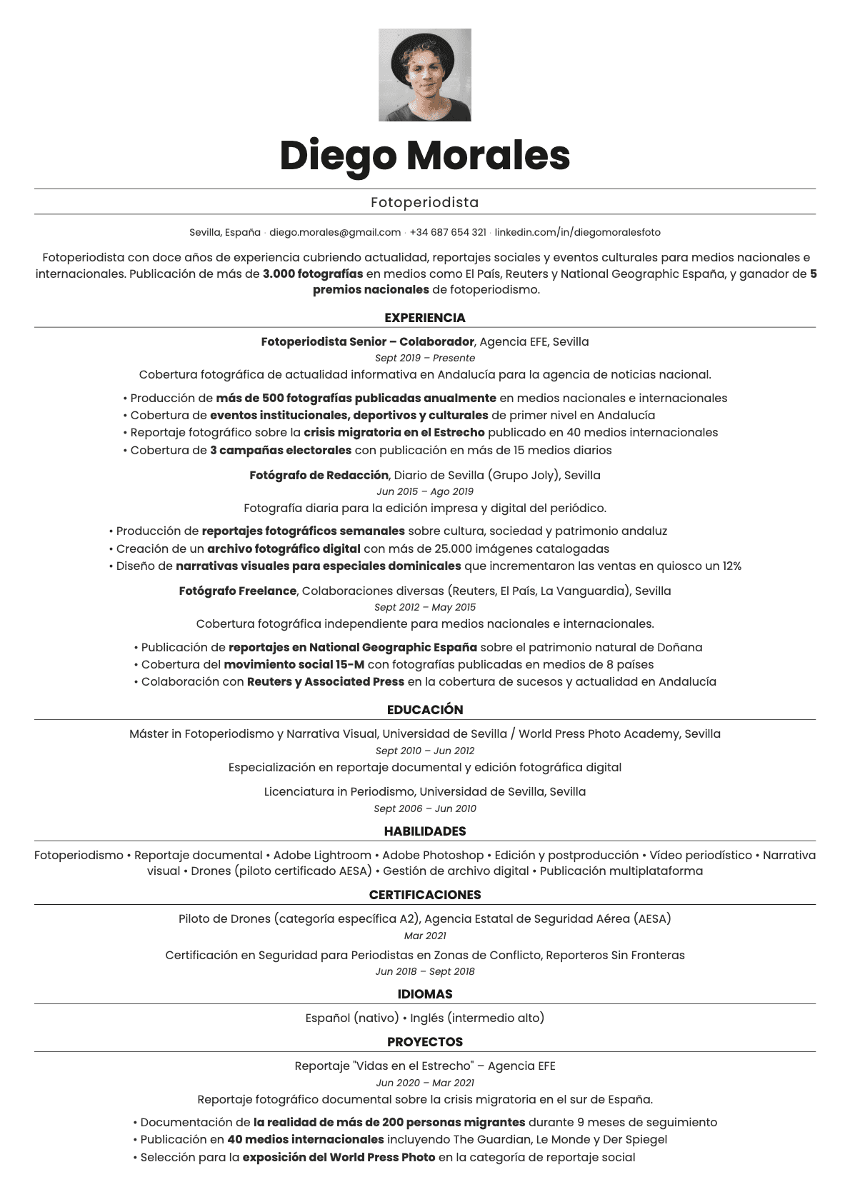 Quartz Photo resume template preview