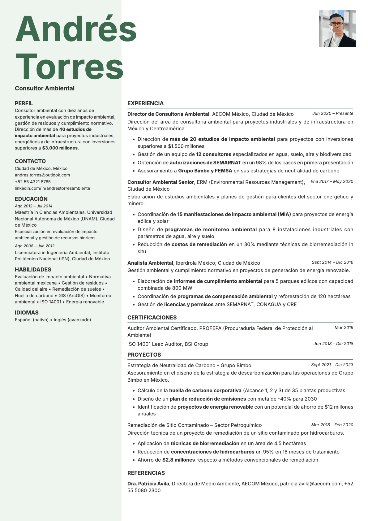 Sage Photo resume template preview