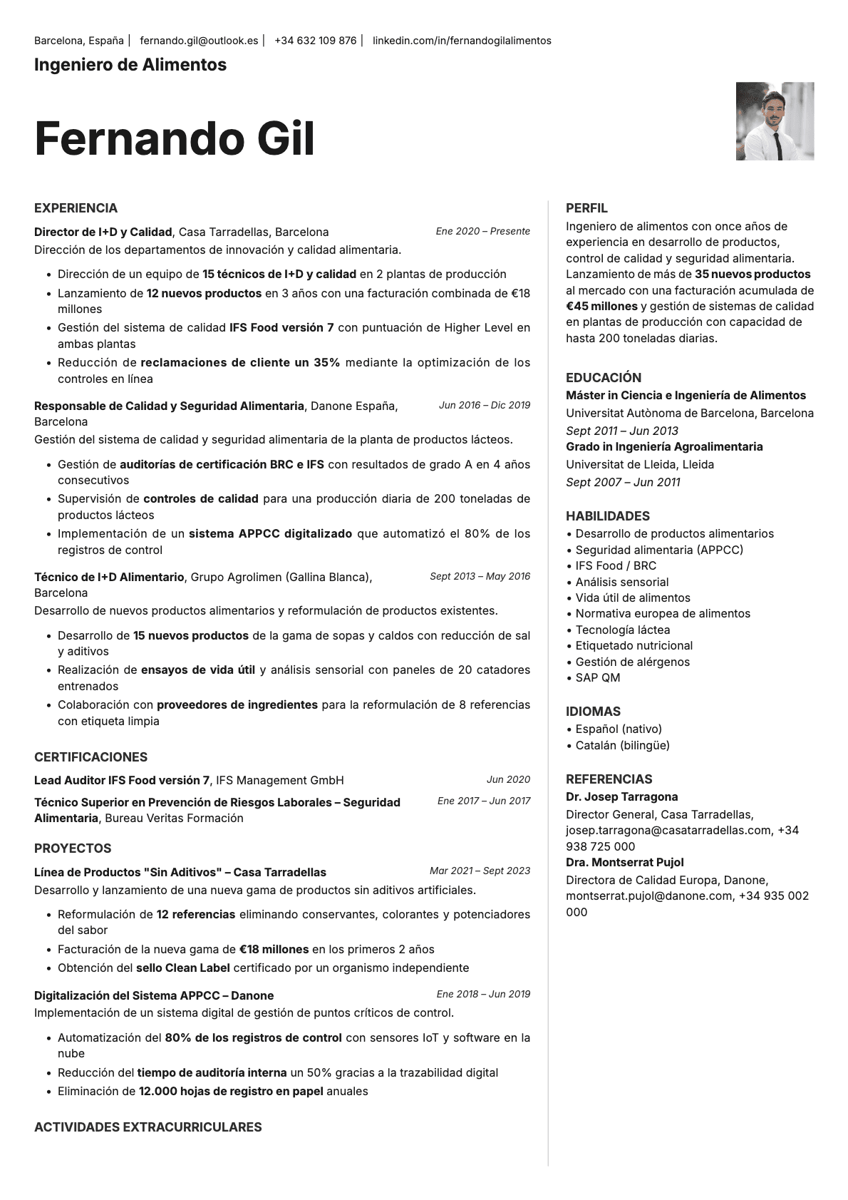 Sapphire Photo resume template preview