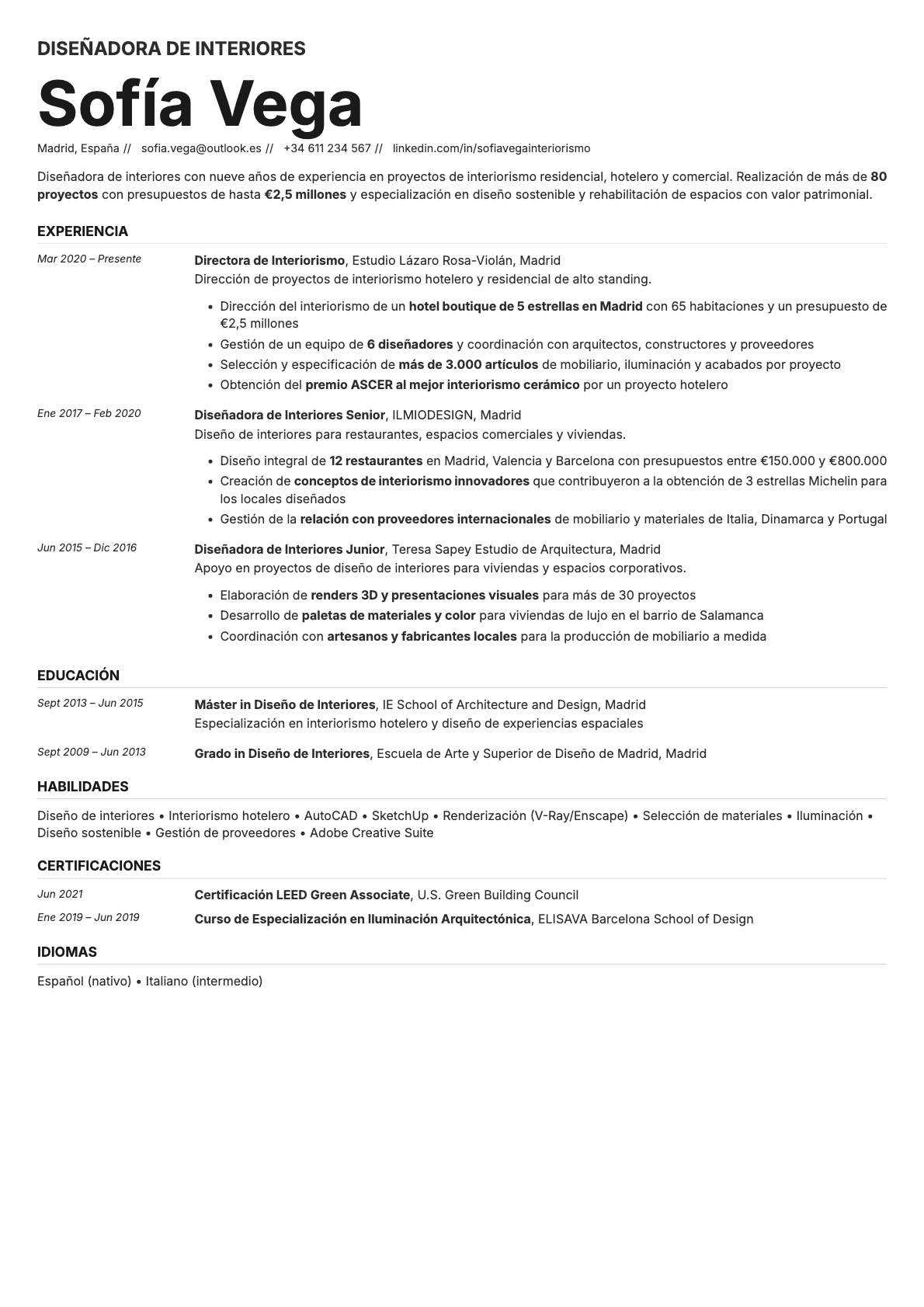 Zinc resume template preview