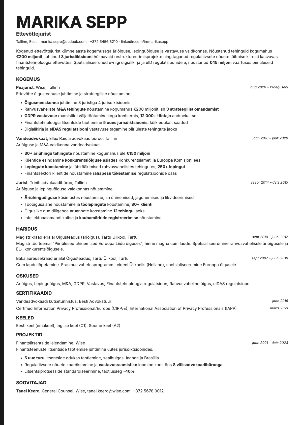 Bold Edge resume template preview